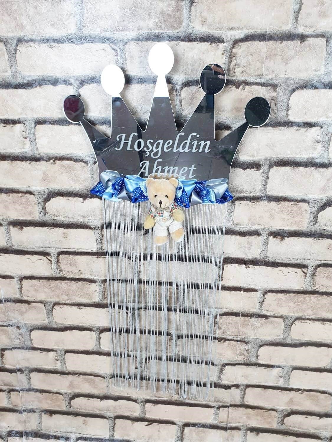 Ana Kuzusu İsme Özel Şeffaf Pleksi Kapı Süsü Taç KST3