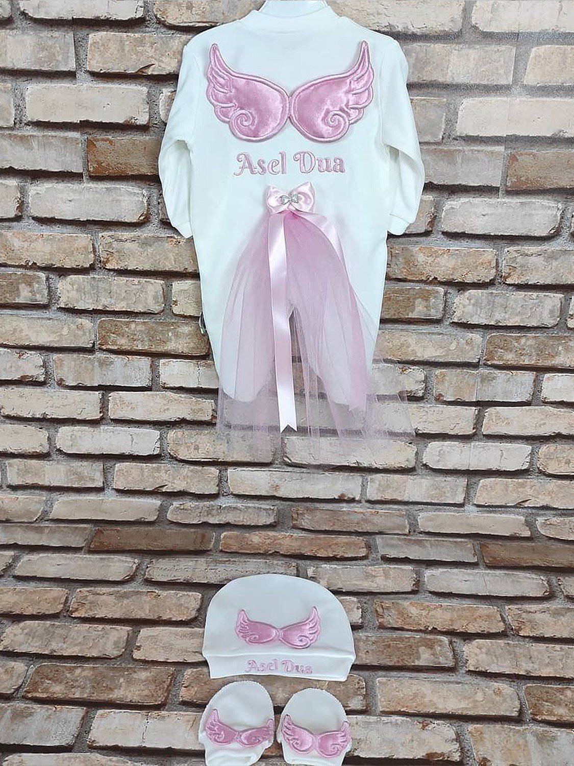 Ana Kuzusu İsme Özel Tulum Seti Aplike Kanat Tütülü 3SAKT47