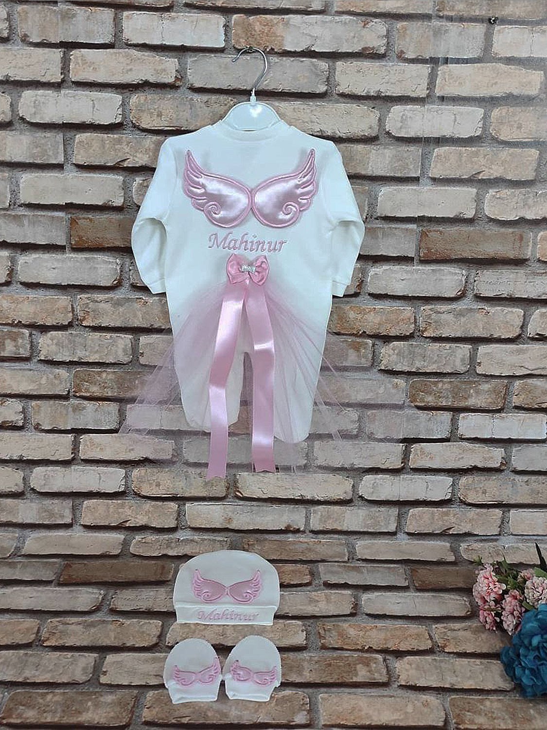 Ana Kuzusu İsme Özel Tulum Seti Aplike Kanat Tütülü 3SAKT47