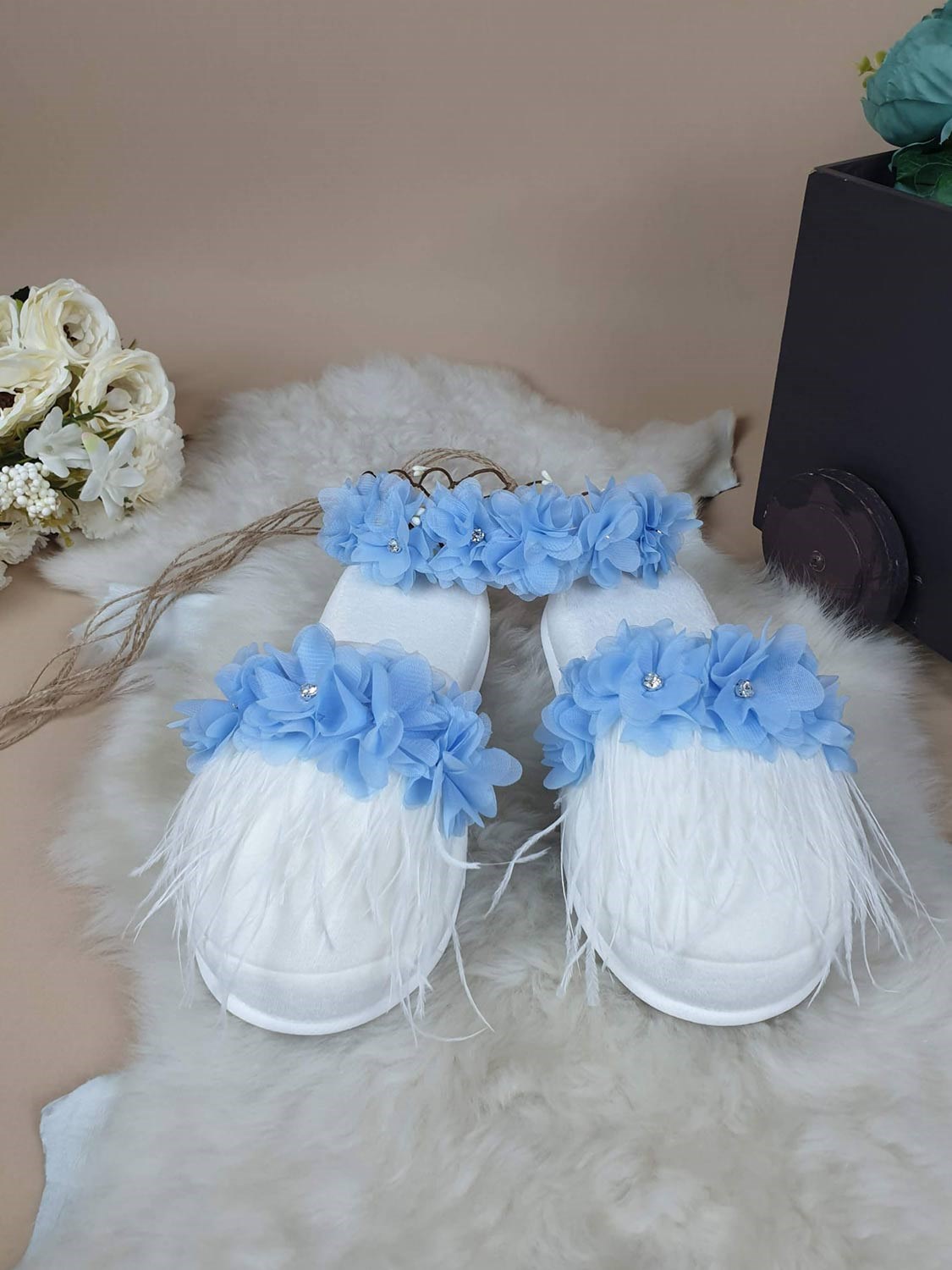 Ana Kuzusu Kadın Lohusa Lohusa Terlik  Seti MAVİ 39-40