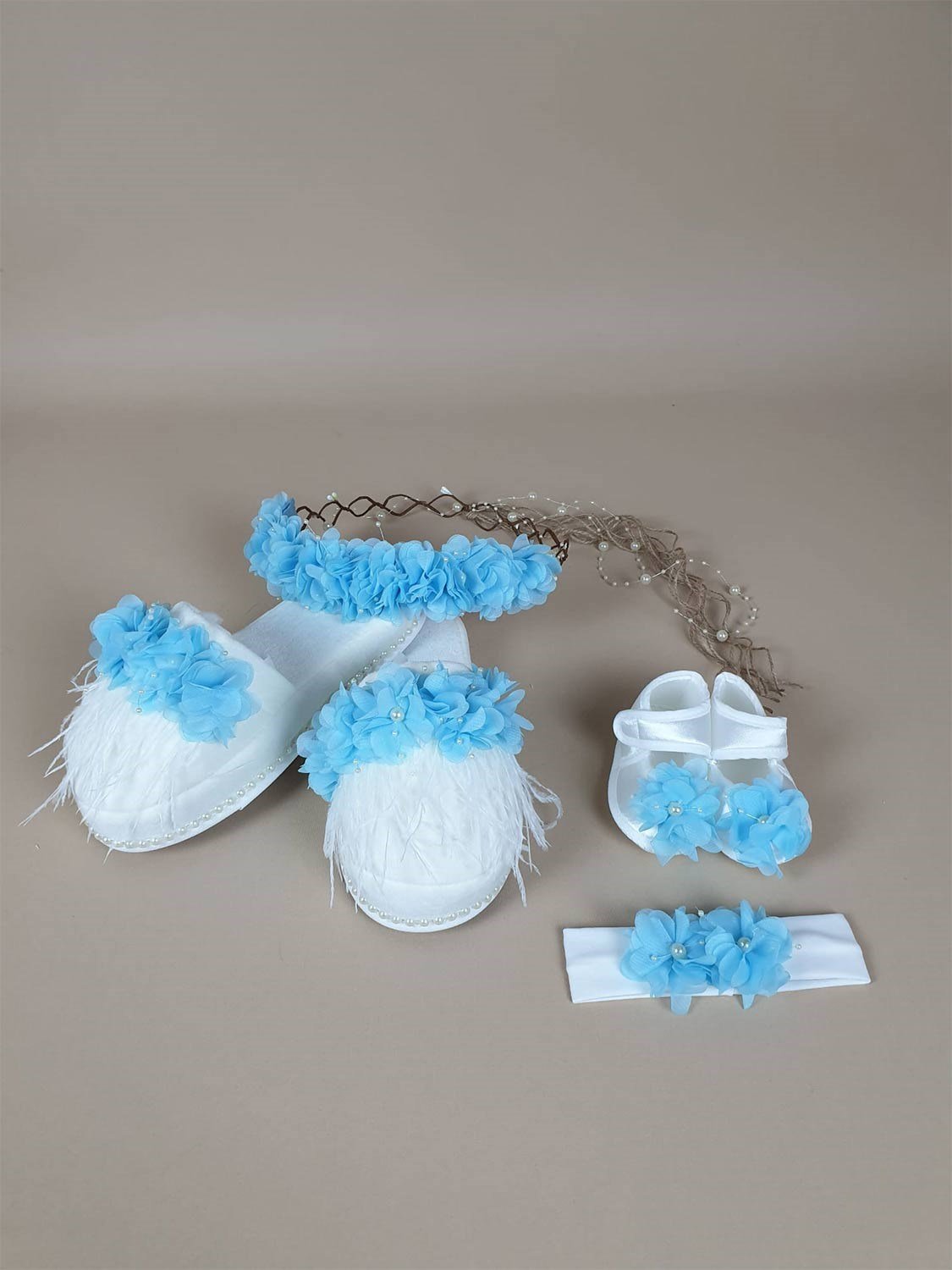 Ana Kuzusu Özel Tasarım Lohusa Taç Terlik Seti 4LTT06