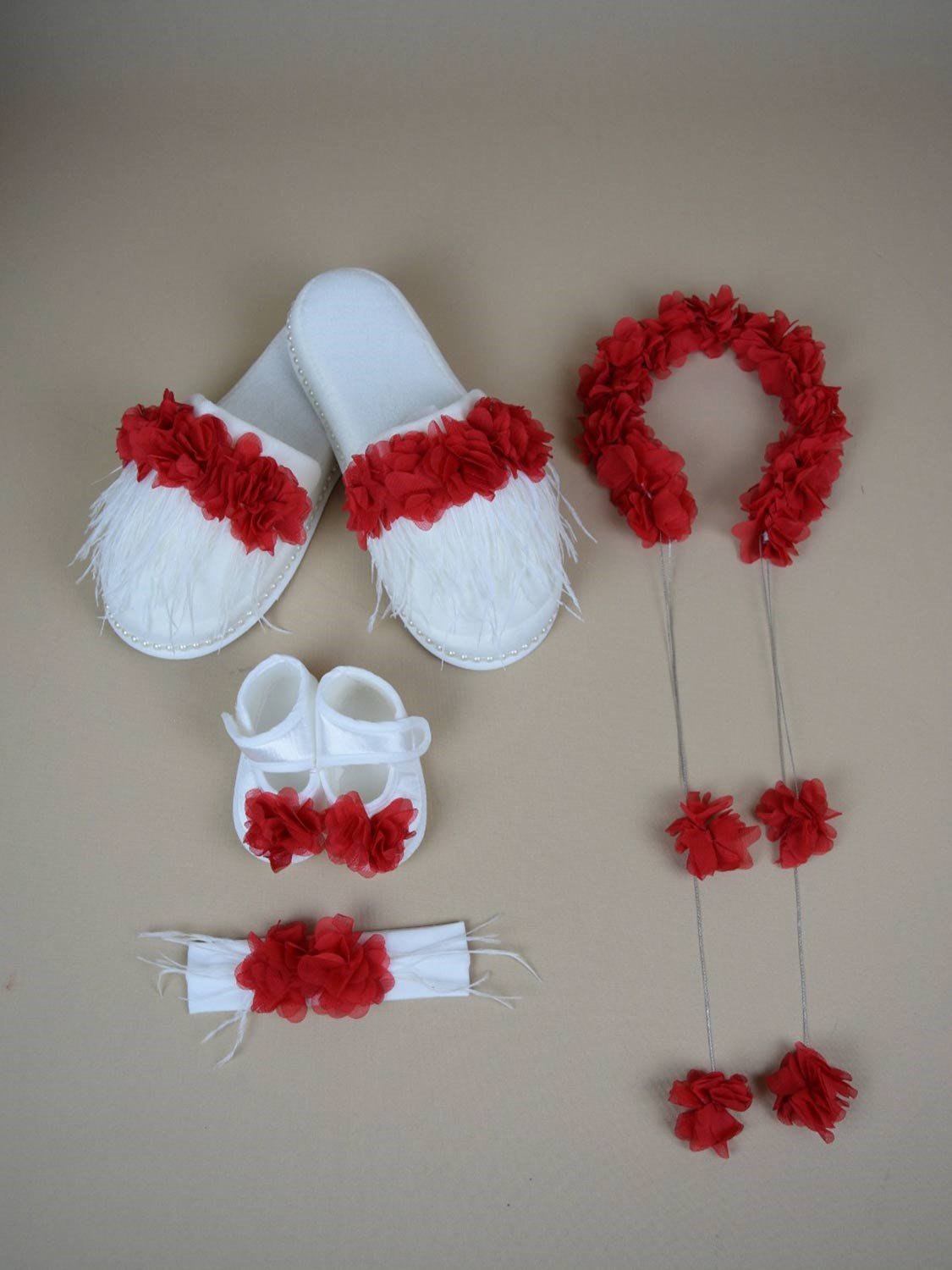 Ana Kuzusu Özel Tasarım Lohusa Taç Terlik Seti Patik 4LTT05