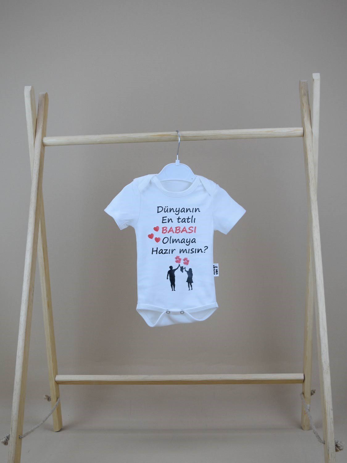 Ana Kuzusu Yeni Doğan Babaya Süpriz   Hazır mısın  Baba Baskılı Çıtçıtlı Badi Zıbın