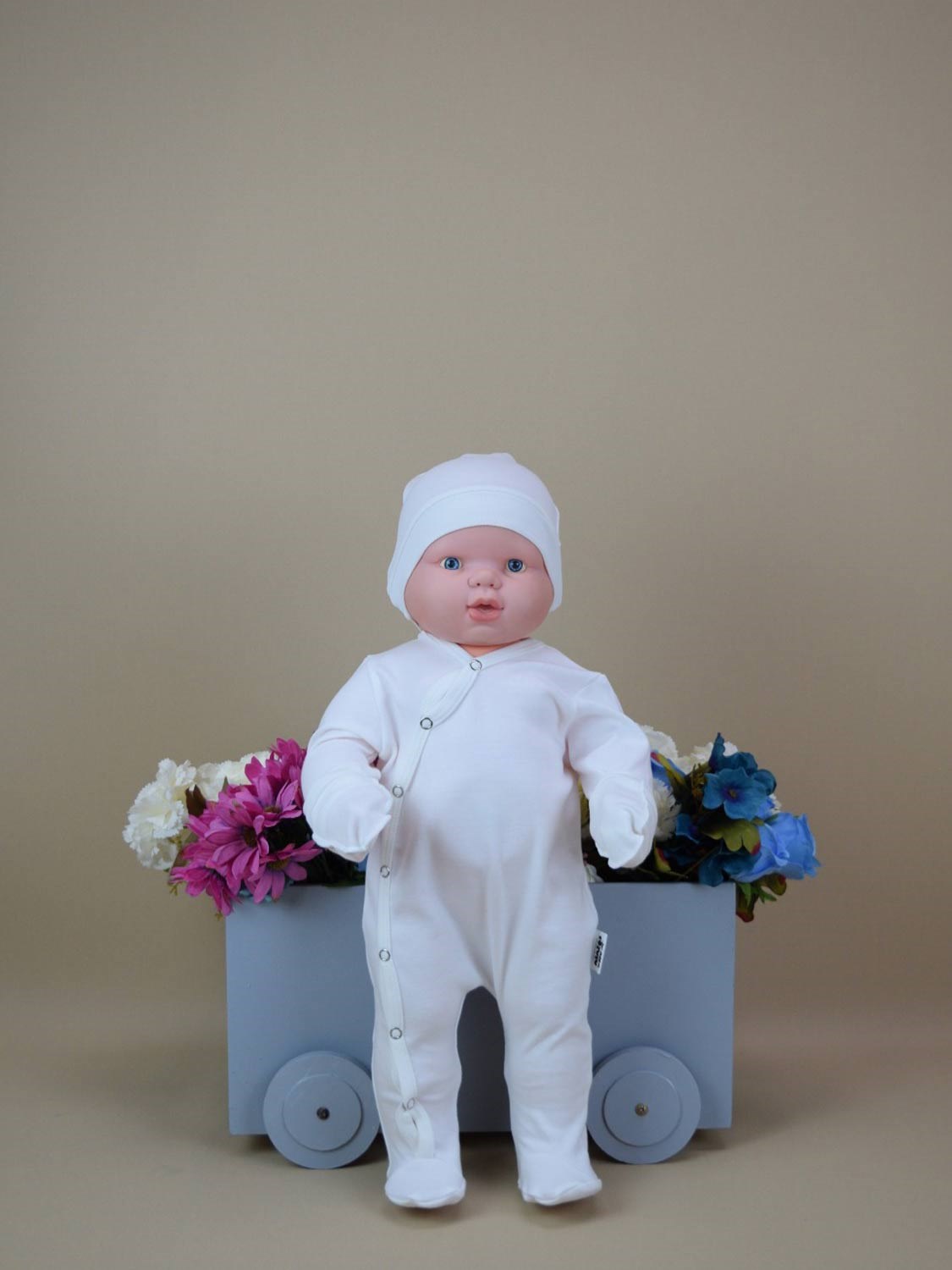 Anakuzusu Unısex  3 Parça tulum Zıbın Seti Organik Pamuk  Ekru Rengi