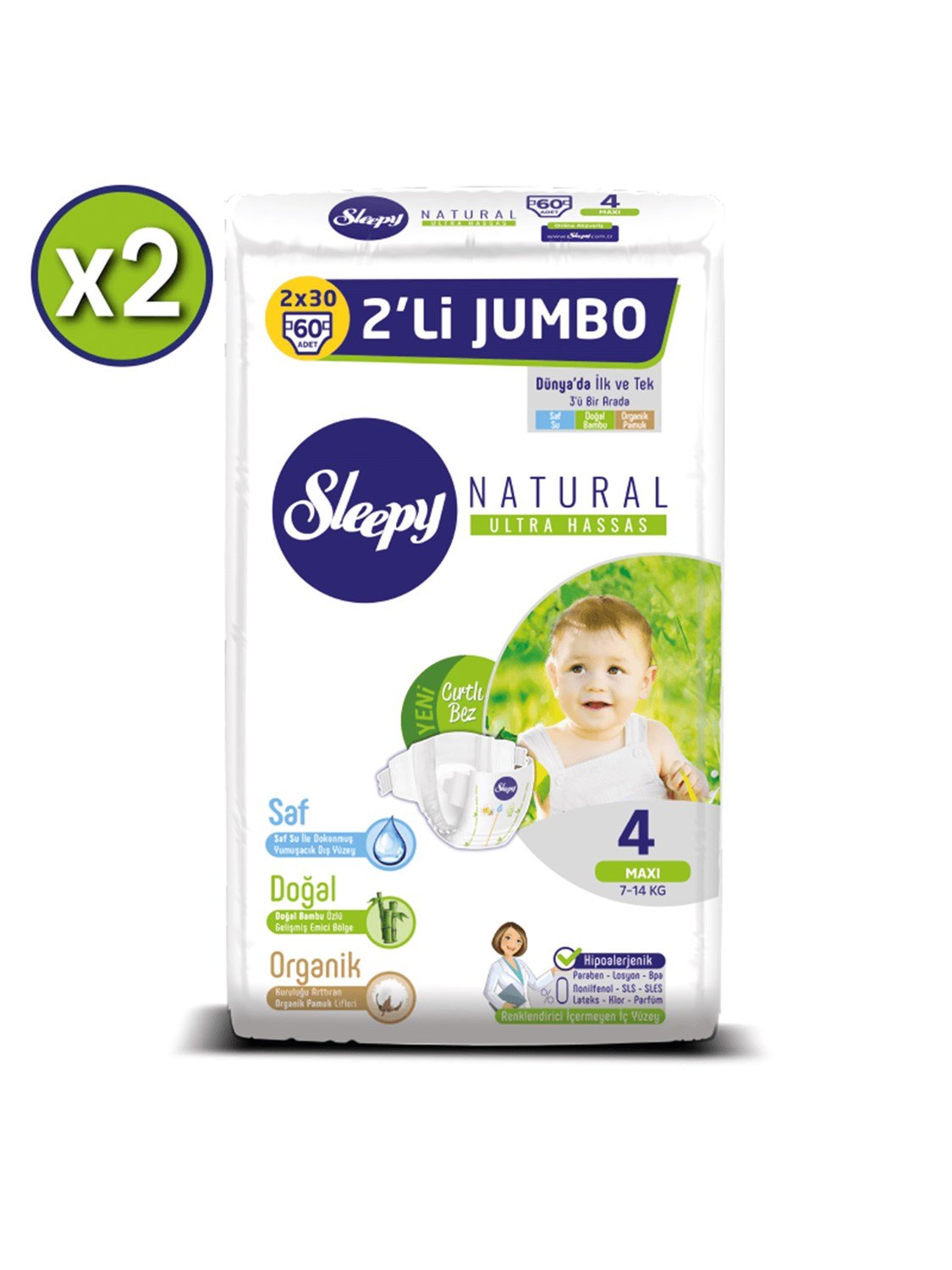 Sleepy Natural Bebek Bezi 4 Numara 120 Adet (4x30)