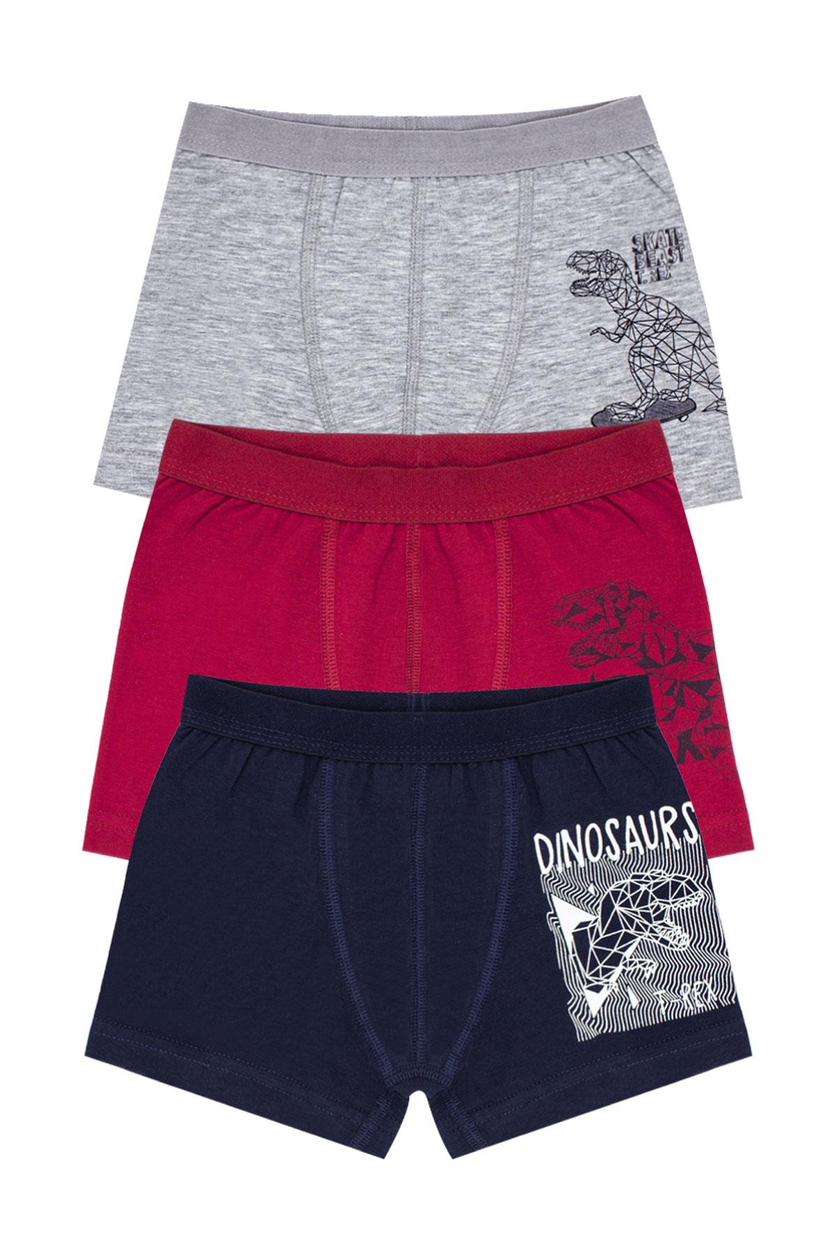 Erkek Çocuk Boxer Likralı Dinozor Serisi (%96 Pamuk)