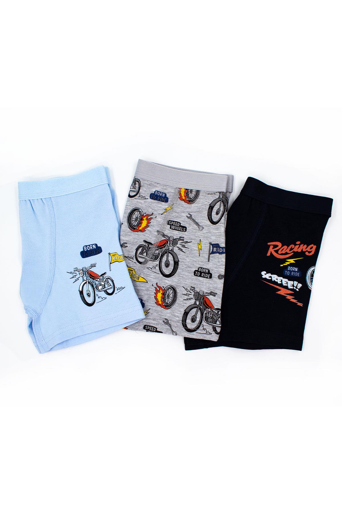 Erkek Çocuk Boxer Likralı Motor Serisi (%96 Pamuk)