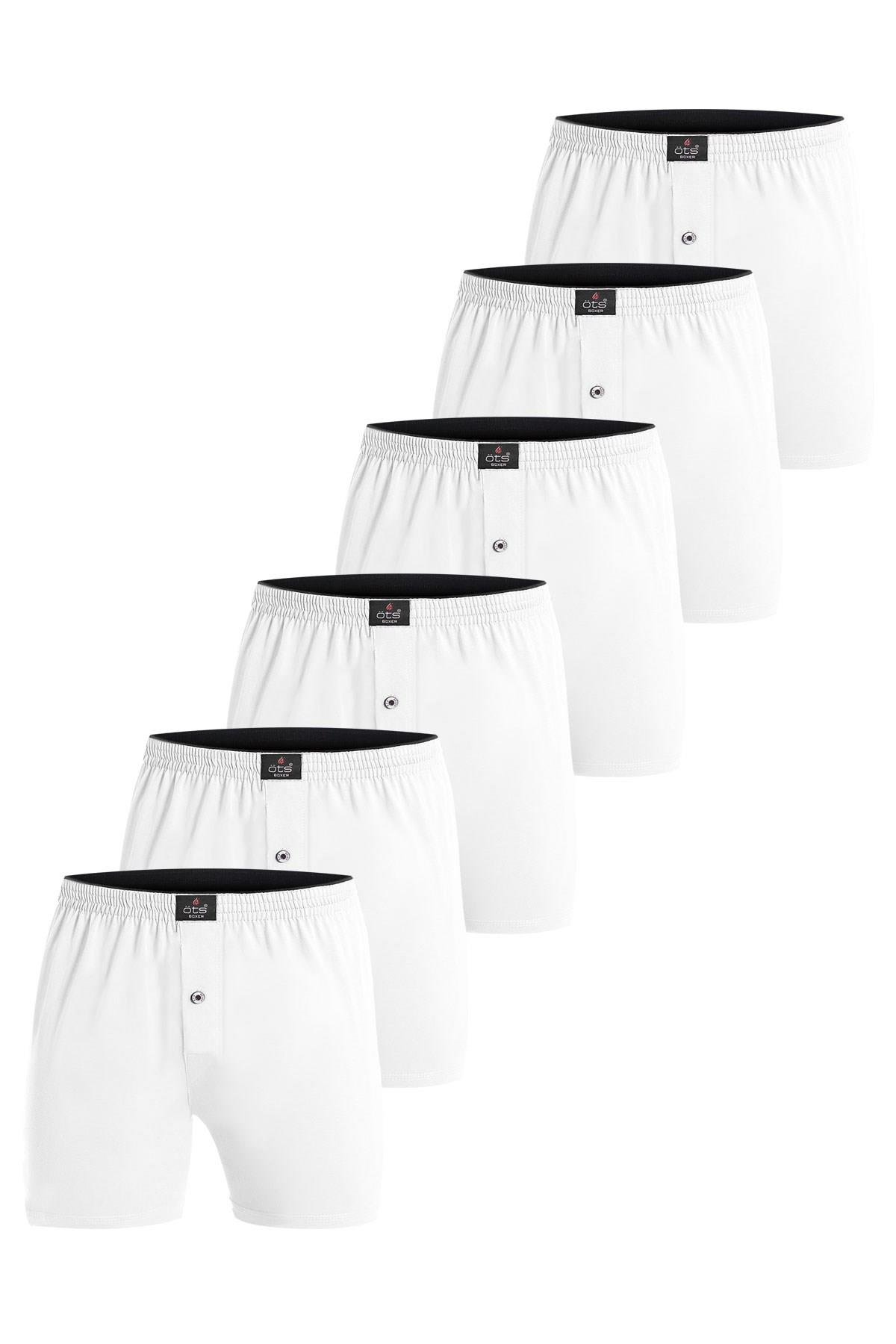 Öts 6'lı Erkek Boxer Düğmeli, Süprem Kumaş (%100 Pamuk)