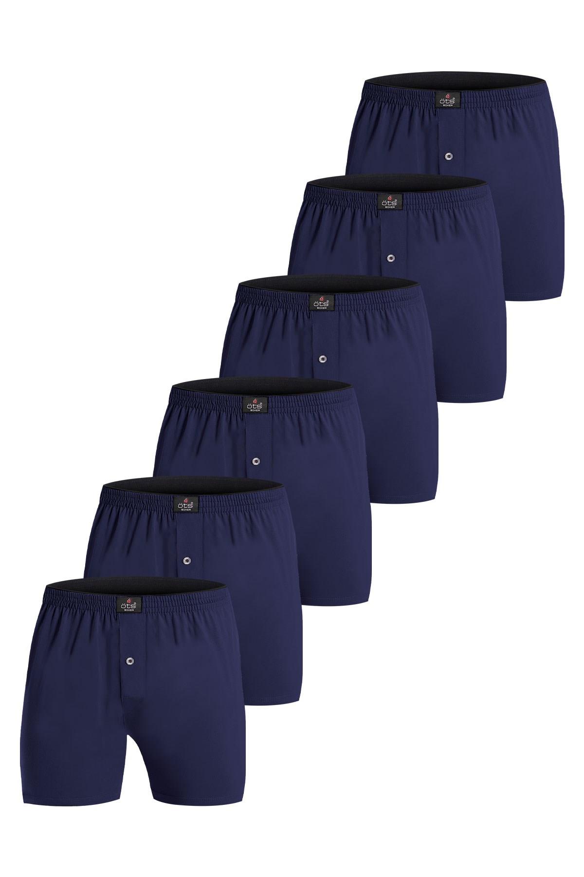 Öts 6'lı Erkek Boxer Düğmeli, Süprem Kumaş (%100 Pamuk)