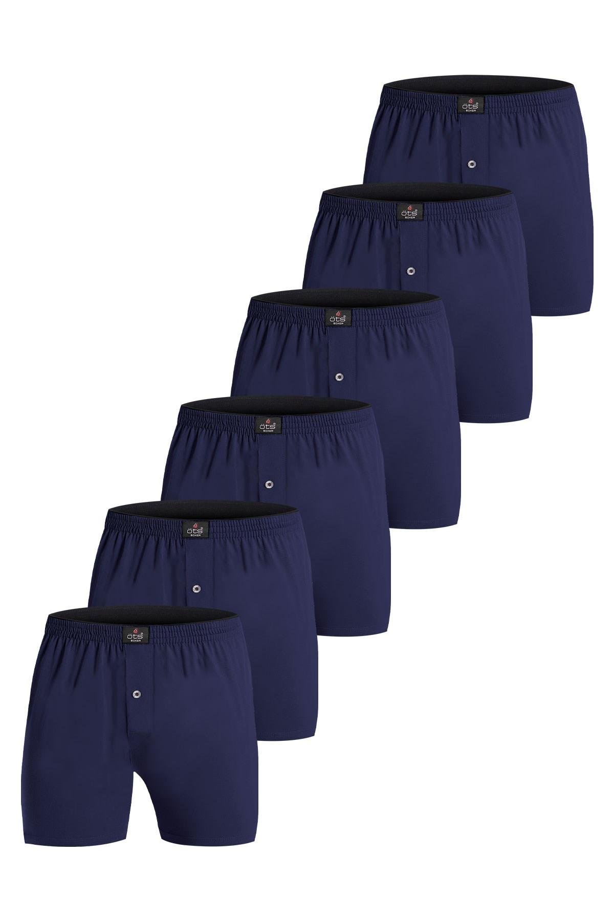 Öts 6'lı Erkek Boxer Düğmeli, Süprem Kumaş (%100 Pamuk)