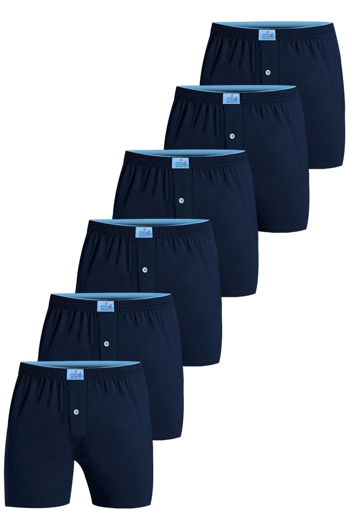 Öts 6'lı Erkek Boxer Düğmeli, Süprem Kumaş (%100 Pamuk)