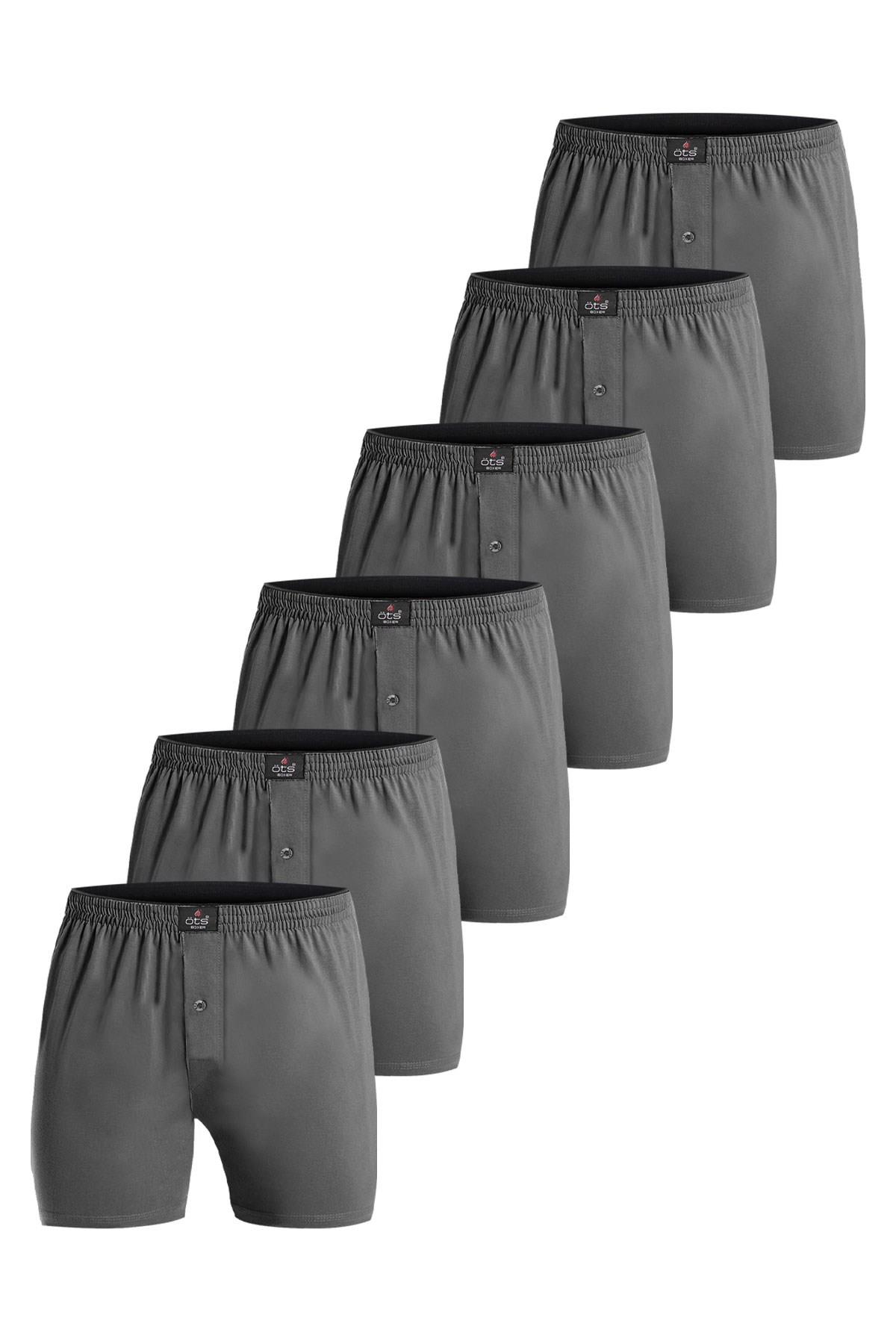 Öts 6'lı Erkek Boxer Düğmeli, Süprem Kumaş (%100 Pamuk)