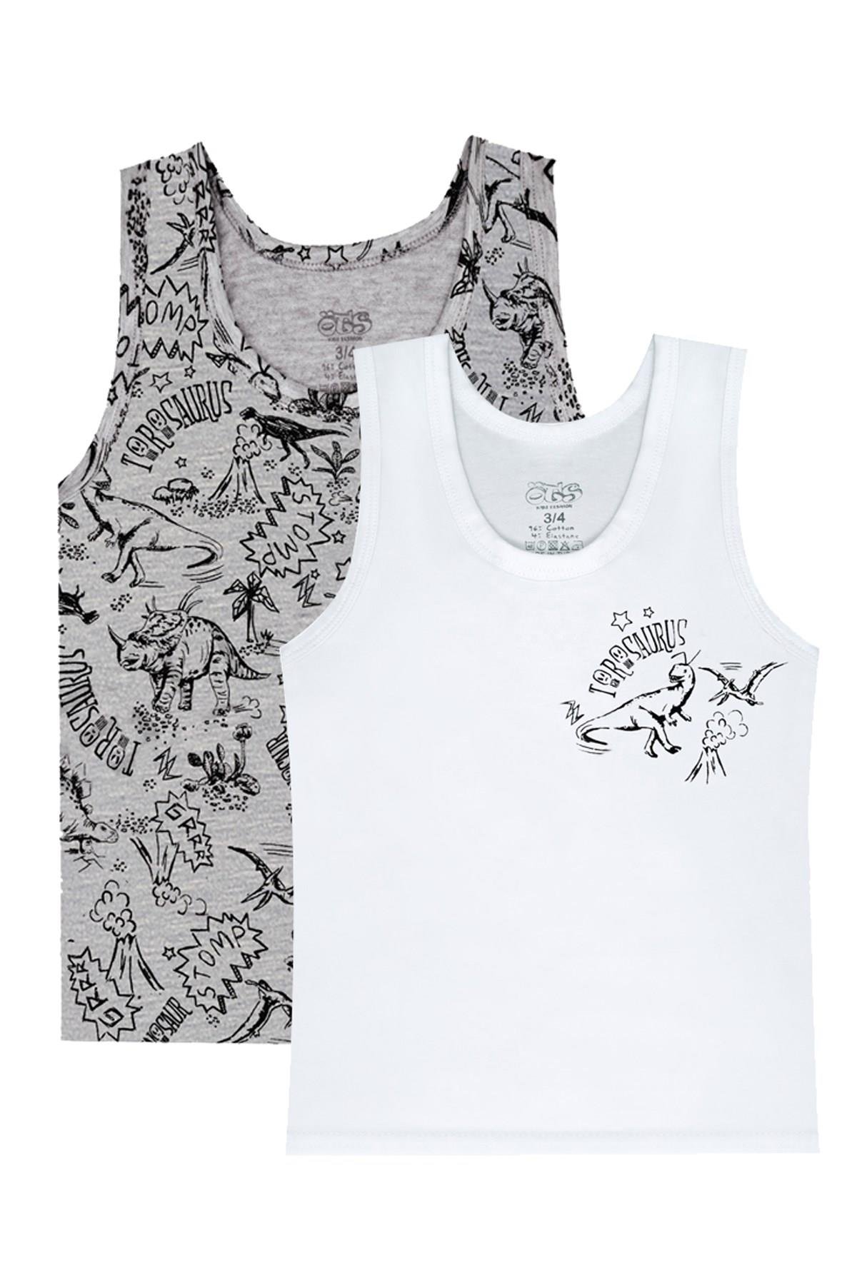 Öts Erkek Çocuk Atlet 2'li Baskılı (%96 Pamuk - %4 Elastan)