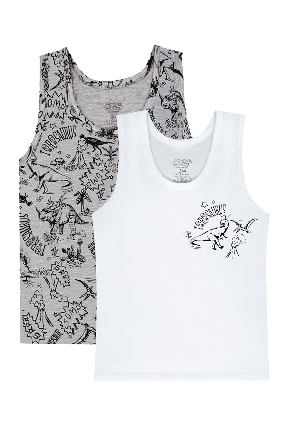 Öts Erkek Çocuk Atlet 2'li Baskılı (%96 Pamuk - %4 Elastan)