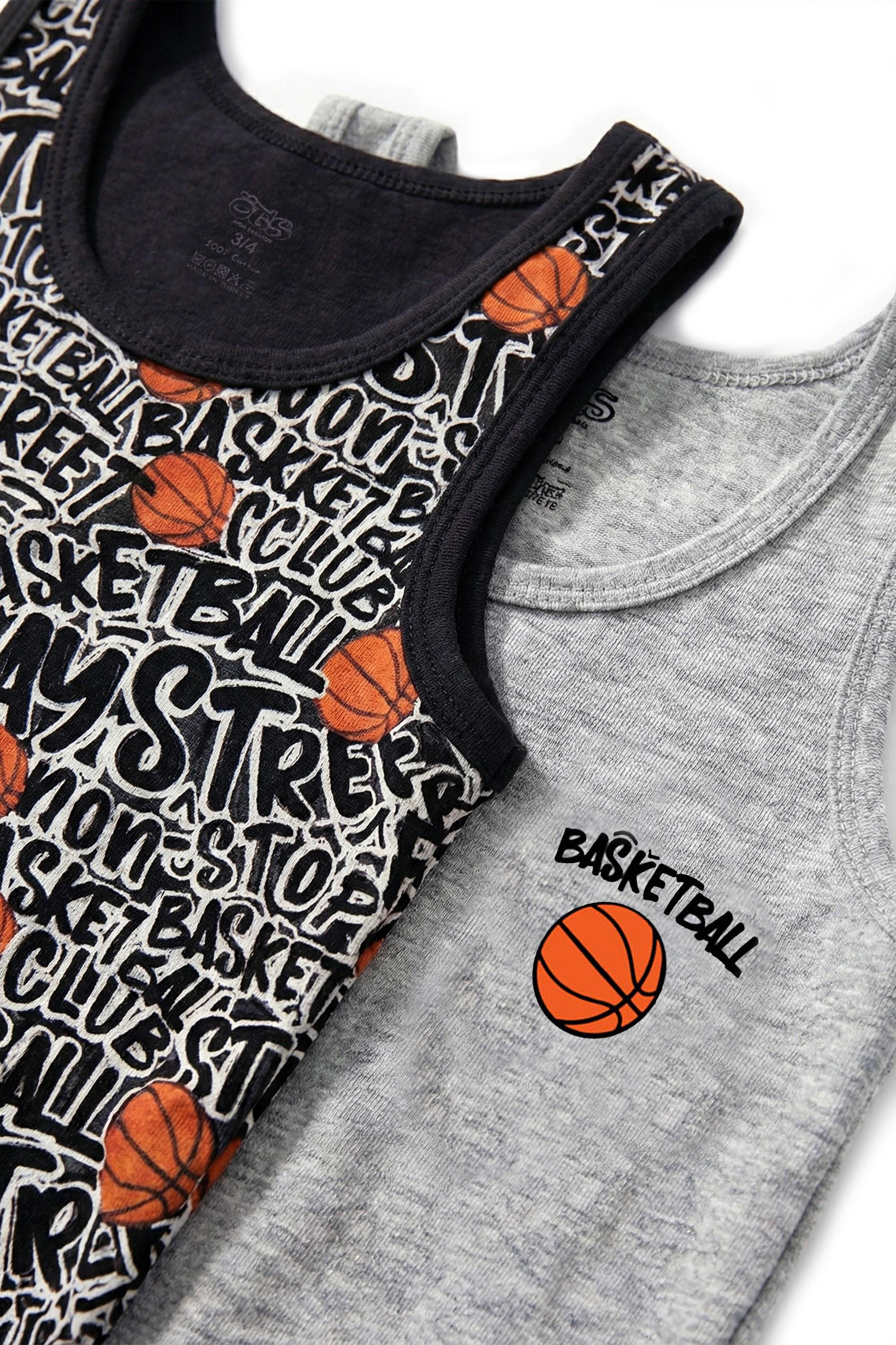 Öts Erkek Çocuk Atlet 2'li Baskılı (%96 Pamuk - %4 Elastan)