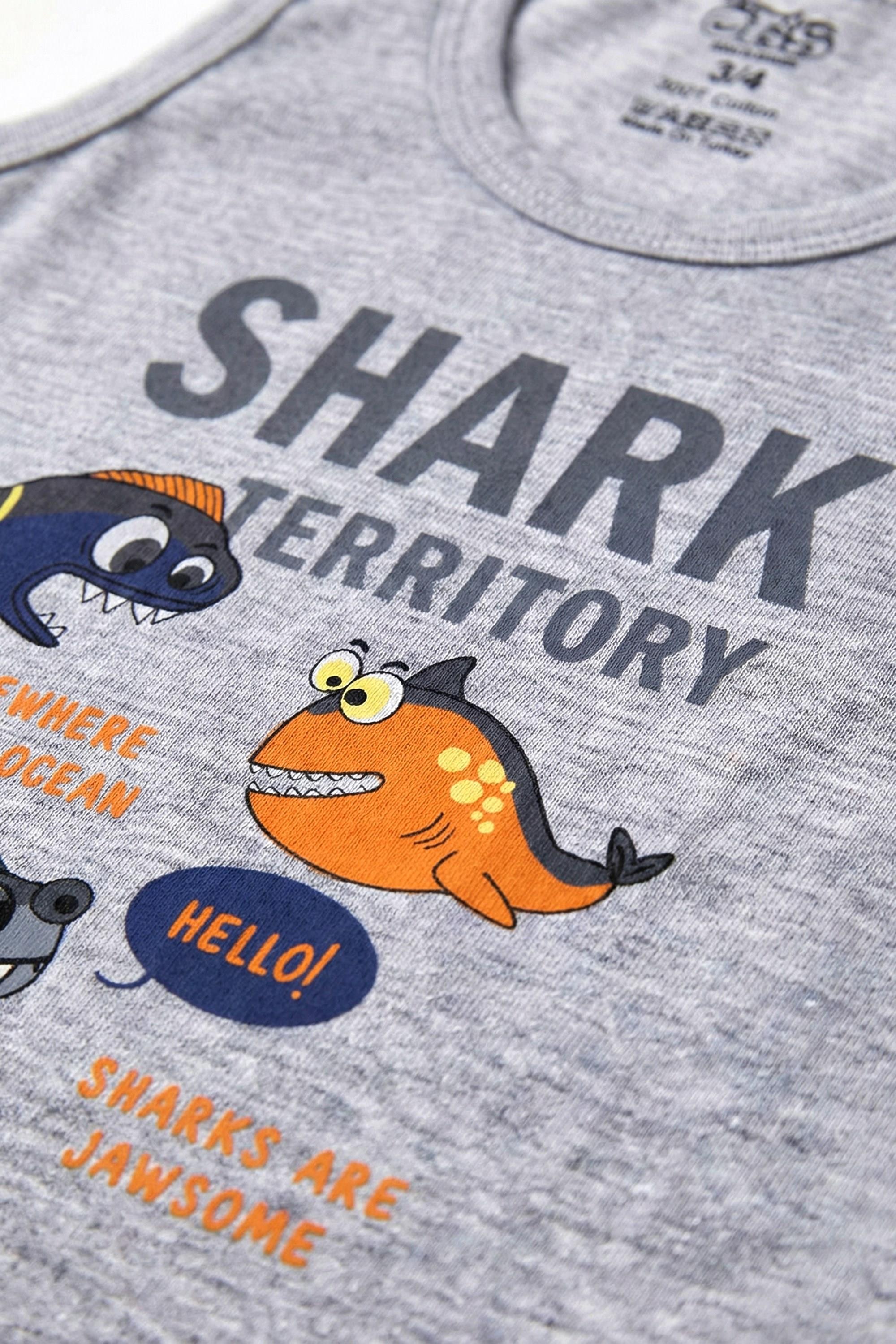 Öts Erkek Çocuk Atlet Boxer Likralı Gri Shark (%96 Pamuk - %4 Elastan)