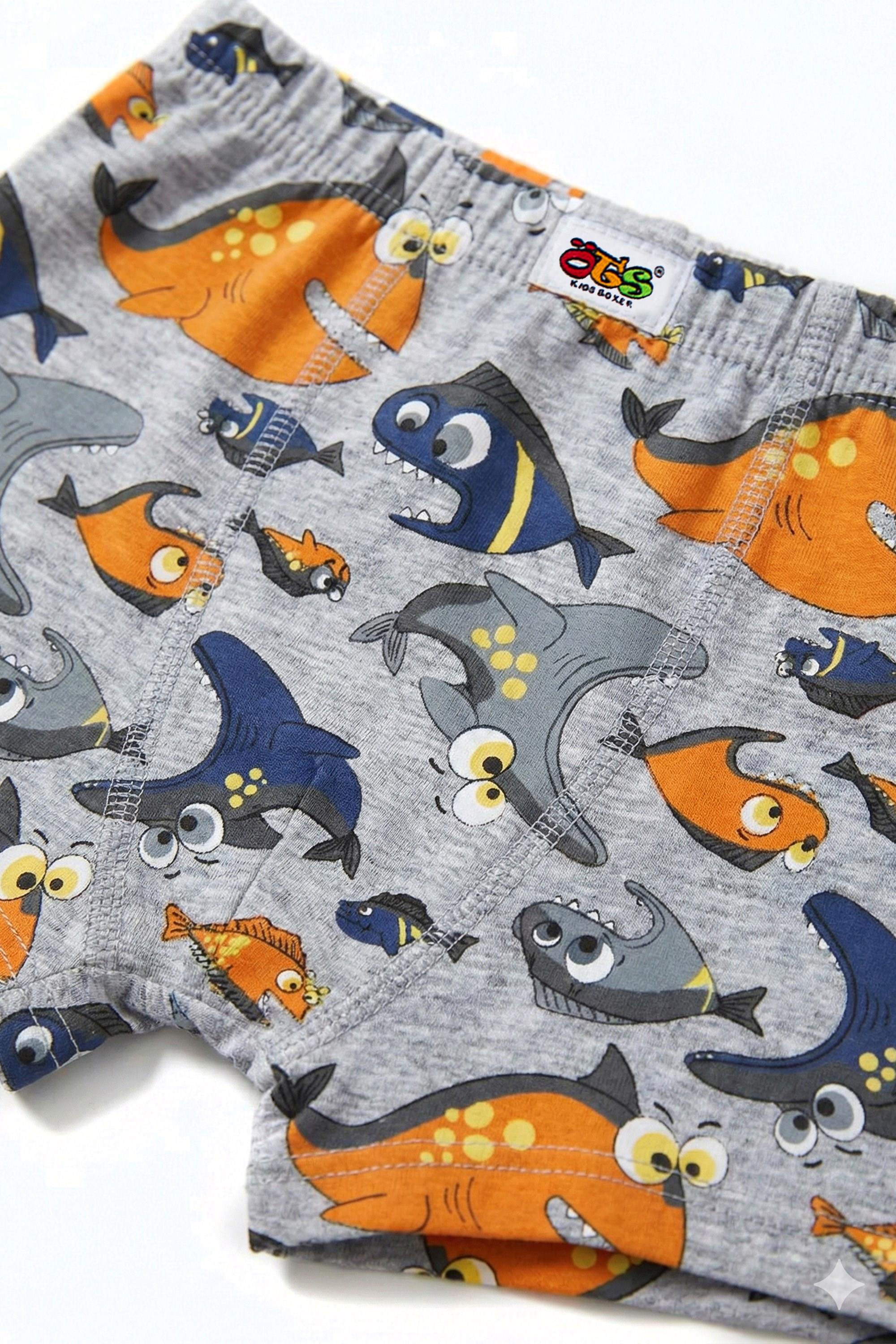 Öts Erkek Çocuk Atlet Boxer Likralı Gri Shark (%96 Pamuk - %4 Elastan)