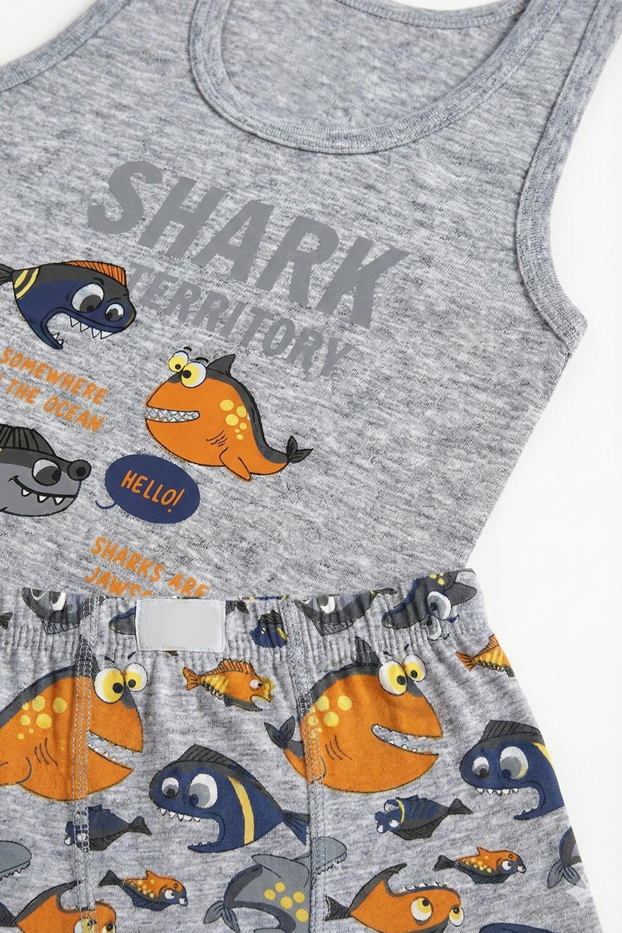 Öts Erkek Çocuk Atlet Boxer Likralı Gri Shark (%96 Pamuk - %4 Elastan)