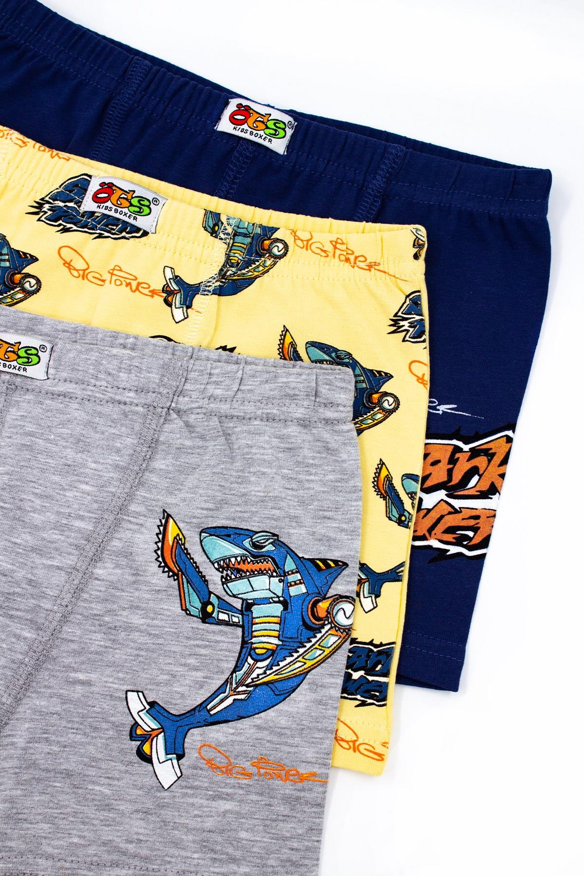 Öts Erkek Çocuk Boxer 3'lü Baskılı (%96 Pamuk - %4 Elastan)