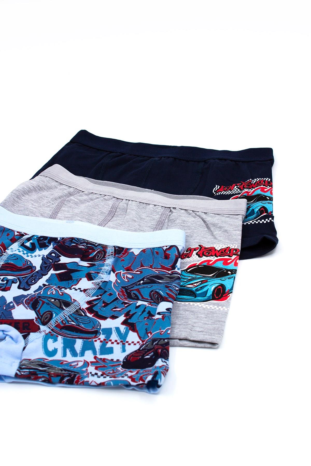 Öts Erkek Çocuk Boxer 3'lü Baskılı (%96 Pamuk - %4 Elastan)