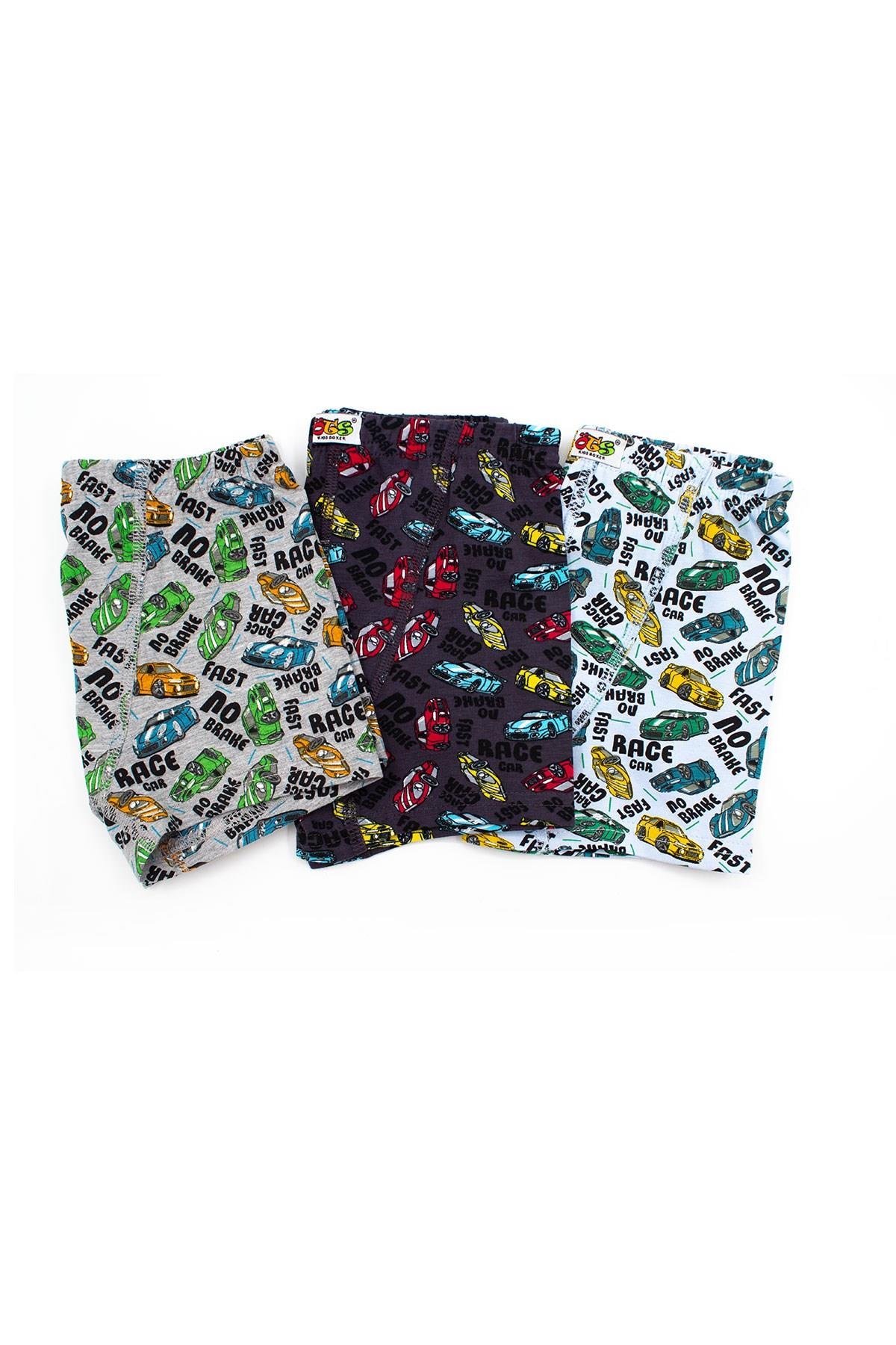 Öts Erkek Çocuk Boxer 3'lü Baskılı (%96 Pamuk - %4 Elastan)