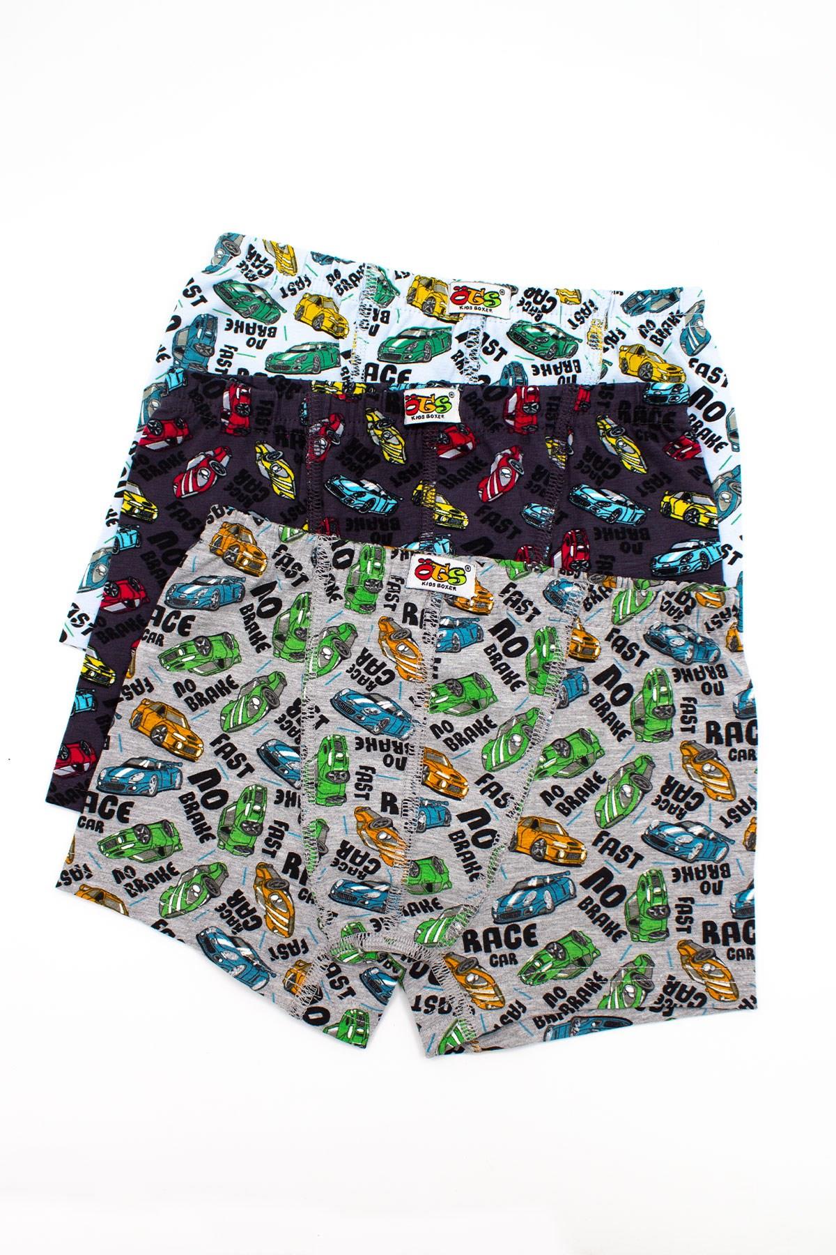 Öts Erkek Çocuk Boxer 3'lü Baskılı (%96 Pamuk - %4 Elastan)