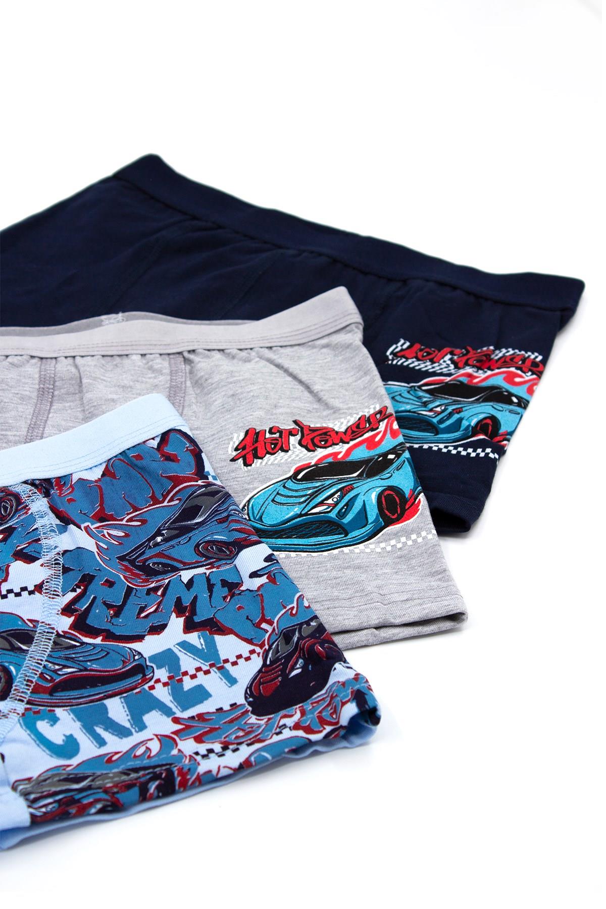 Öts Erkek Çocuk Boxer 3'lü Baskılı (%96 Pamuk - %4 Elastan)