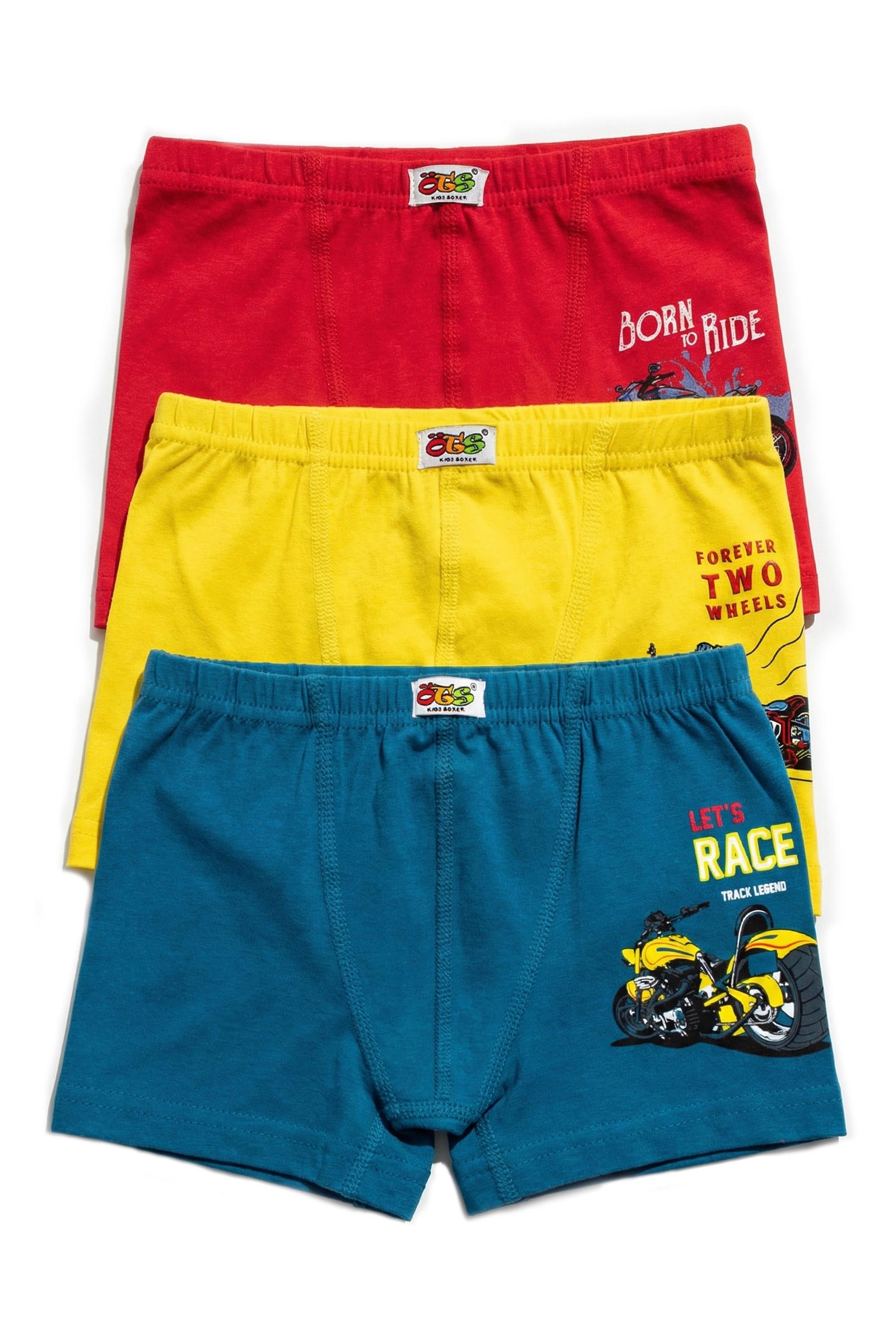 Öts Erkek Çocuk Boxer 3'lü Baskılı (%96 Pamuk - %4 Elastan)