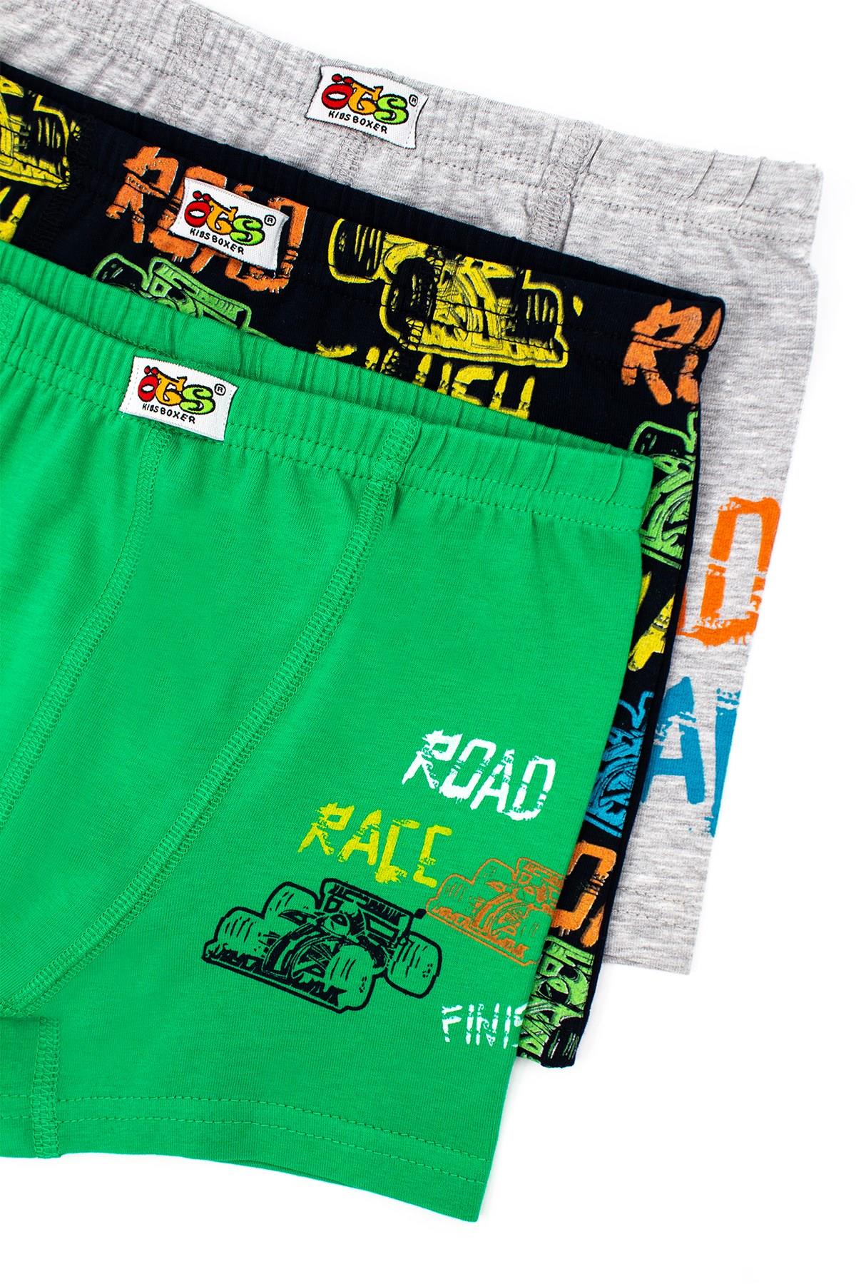 Öts Erkek Çocuk Boxer 3'lü Baskılı (%96 Pamuk - %4 Elastan)