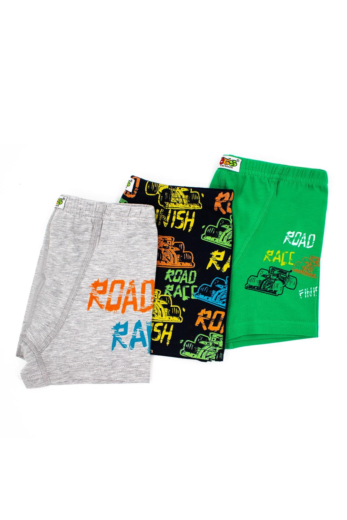 Öts Erkek Çocuk Boxer 3'lü Baskılı (%96 Pamuk - %4 Elastan)