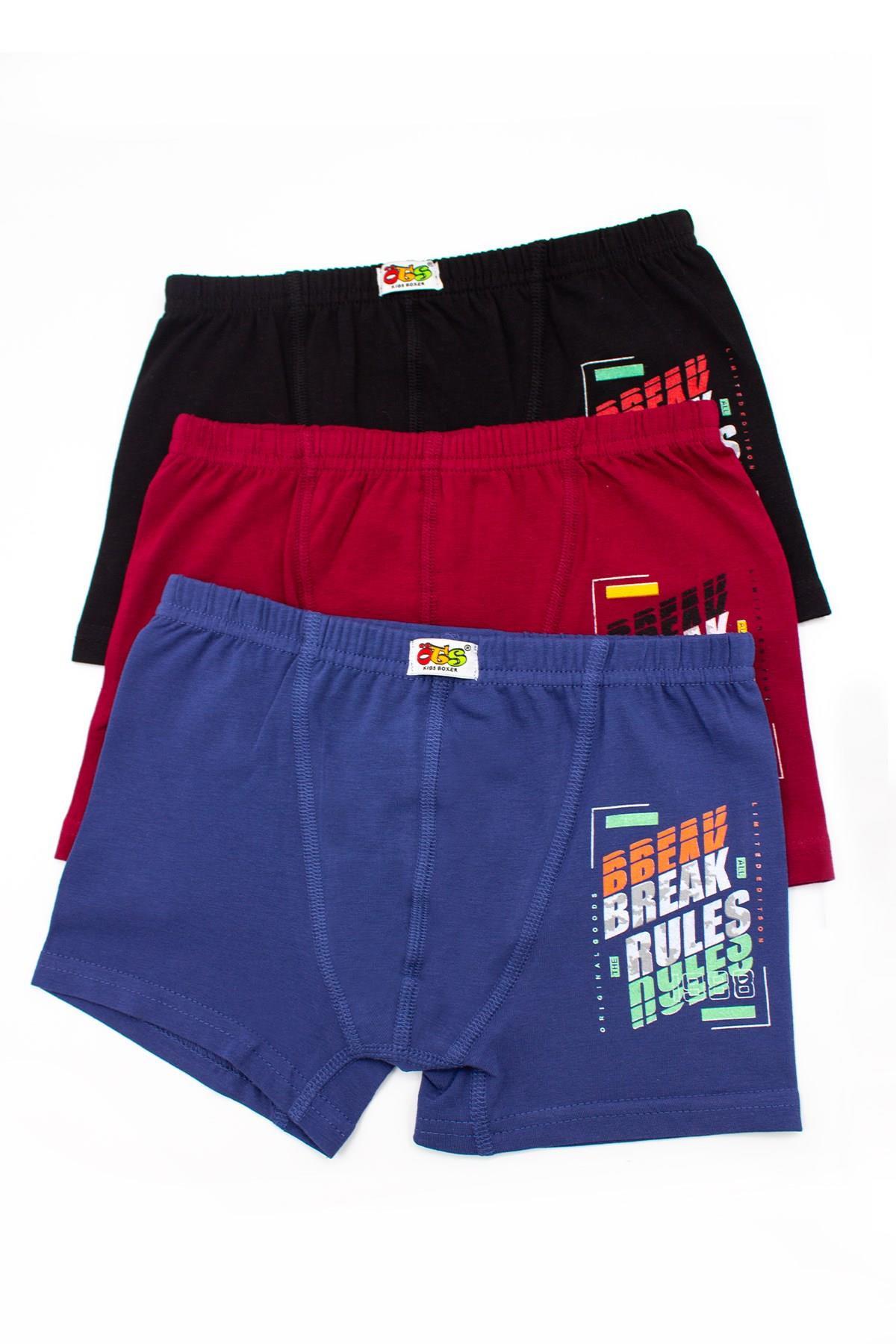 Öts Erkek Çocuk Boxer 3'lü Baskılı (%96 Pamuk - %4 Elastan)