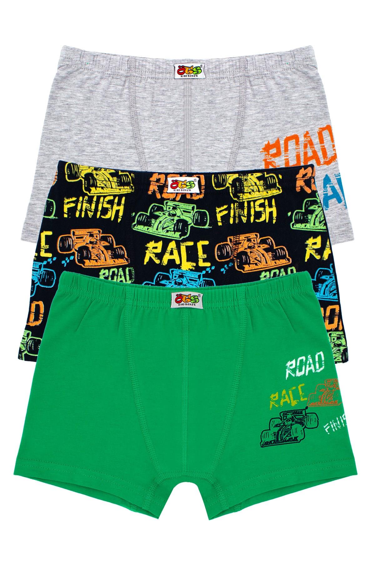 Öts Erkek Çocuk Boxer 3'lü Baskılı (%96 Pamuk - %4 Elastan)