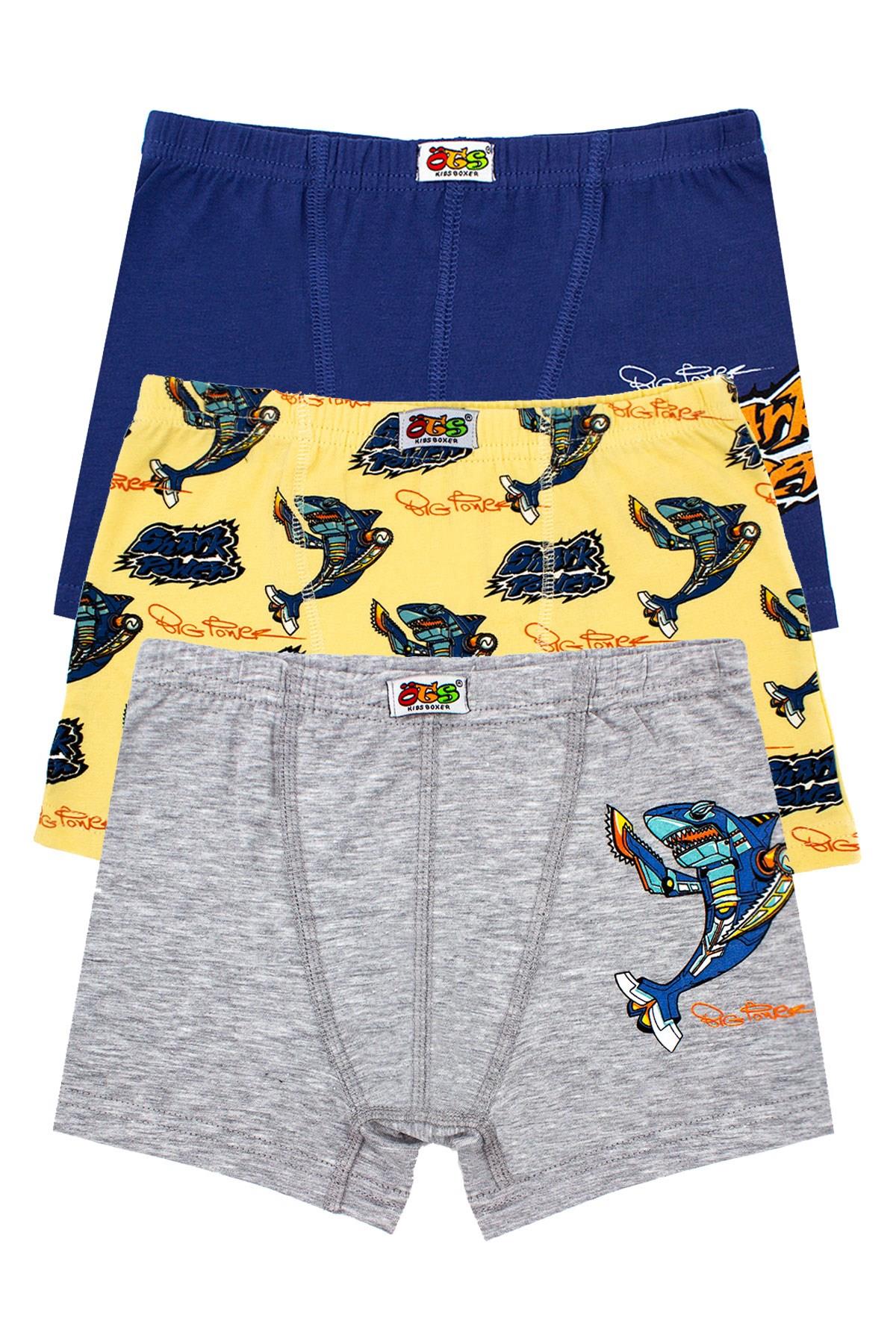 Öts Erkek Çocuk Boxer 3'lü Baskılı (%96 Pamuk - %4 Elastan)