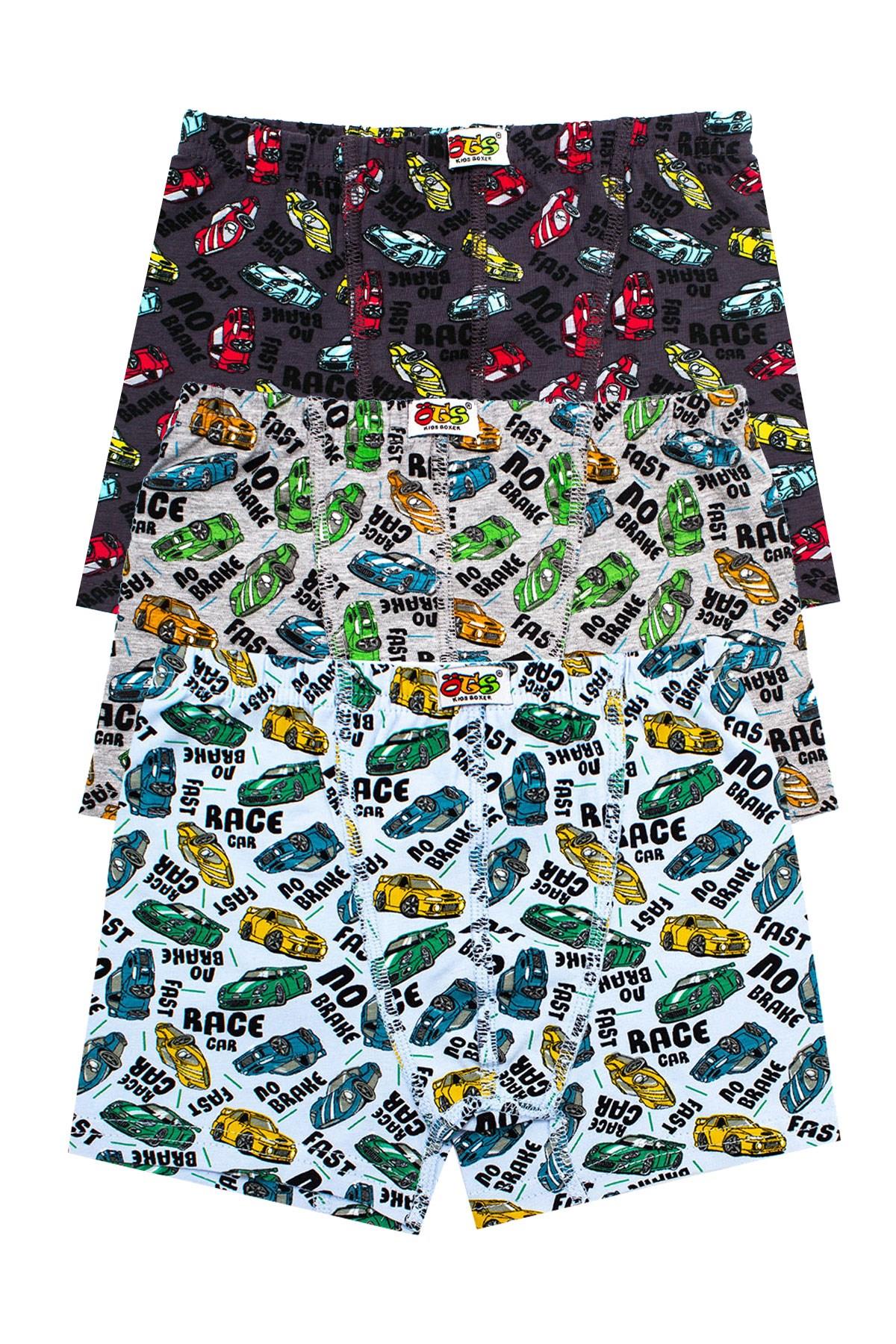 Öts Erkek Çocuk Boxer 3'lü Baskılı (%96 Pamuk - %4 Elastan)