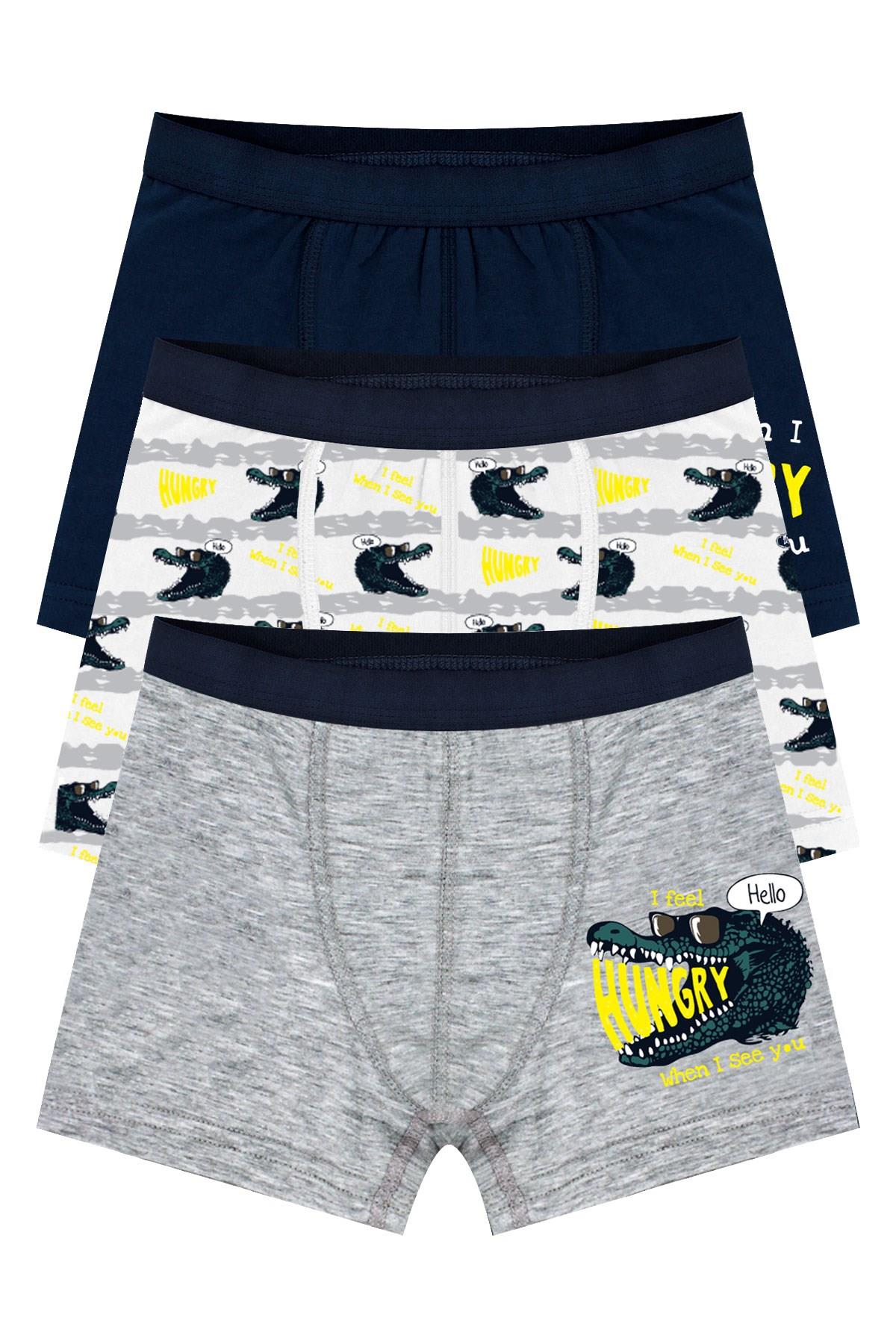 Öts Erkek Çocuk Boxer 3'lü Baskılı (%96 Pamuk - %4 Elastan)