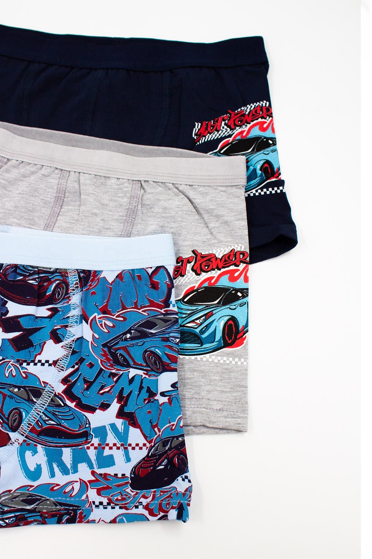 Öts Erkek Çocuk Boxer 3'lü Baskılı (%96 Pamuk - %4 Elastan)