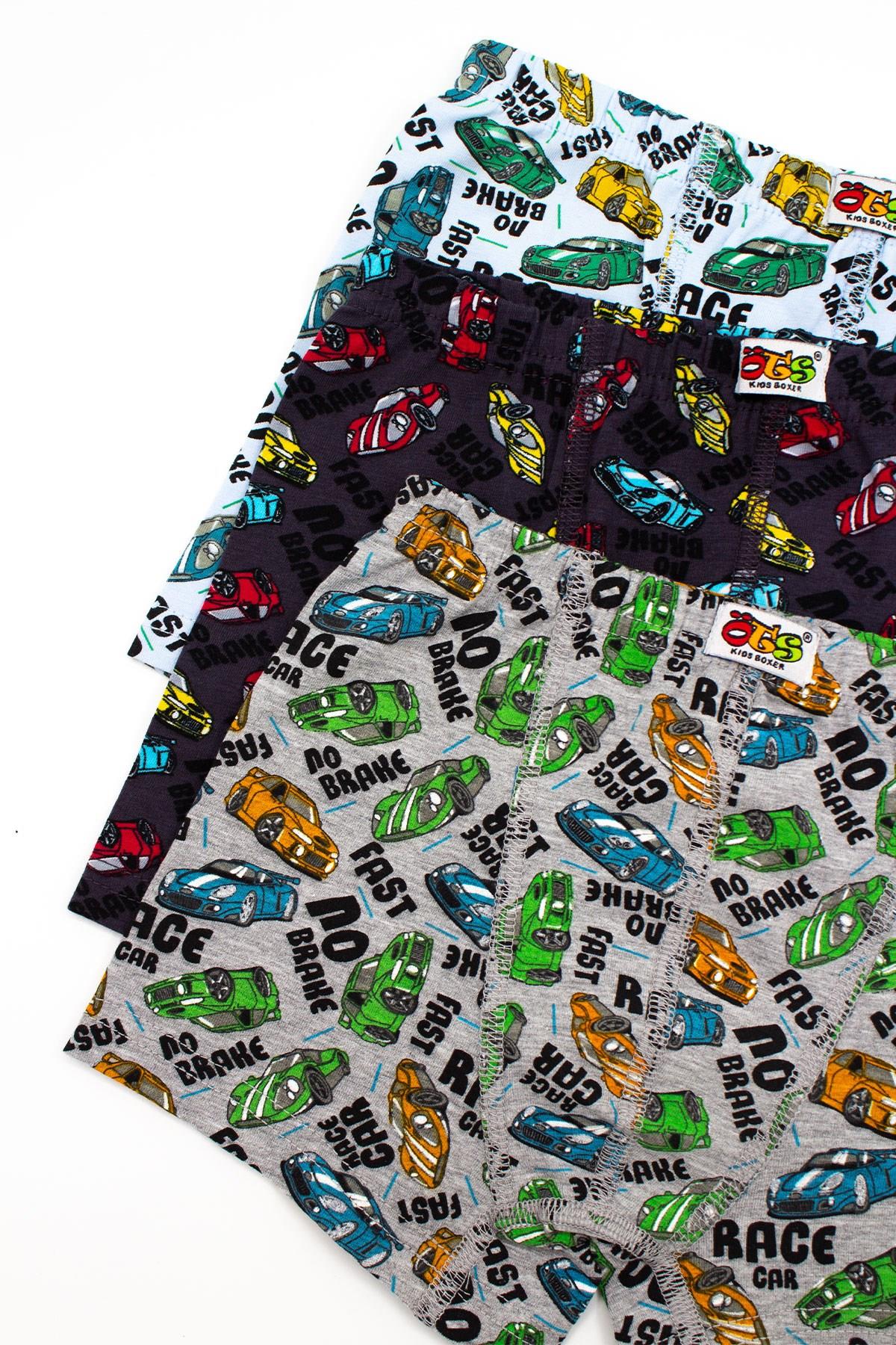 Öts Erkek Çocuk Boxer 3'lü Baskılı (%96 Pamuk - %4 Elastan)