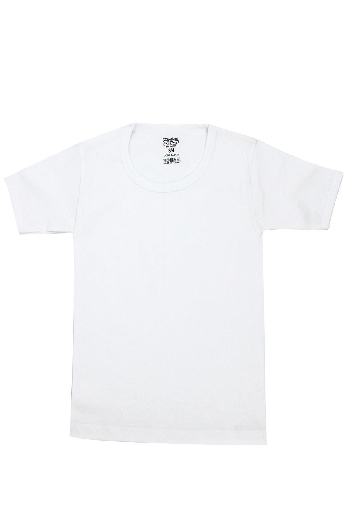 Öts Erkek Çocuk T-Shirt Ribana Açık Yaka (%100 Pamuk)