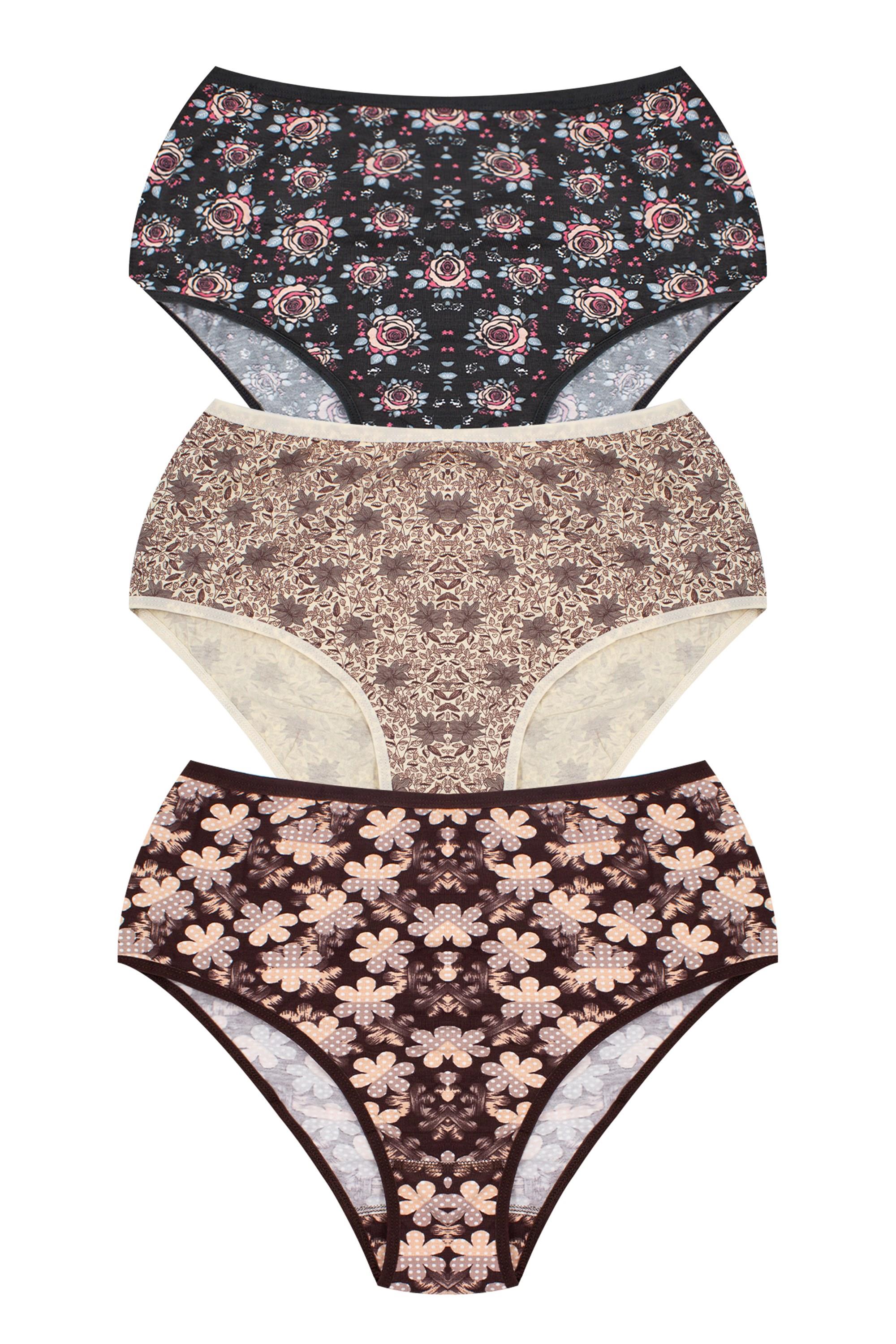 Öts Kadın Külot 3'lü Paket, Bato, Yüksek Bel Külot, High Cut (%96 Pamuk - %4 Elastan)