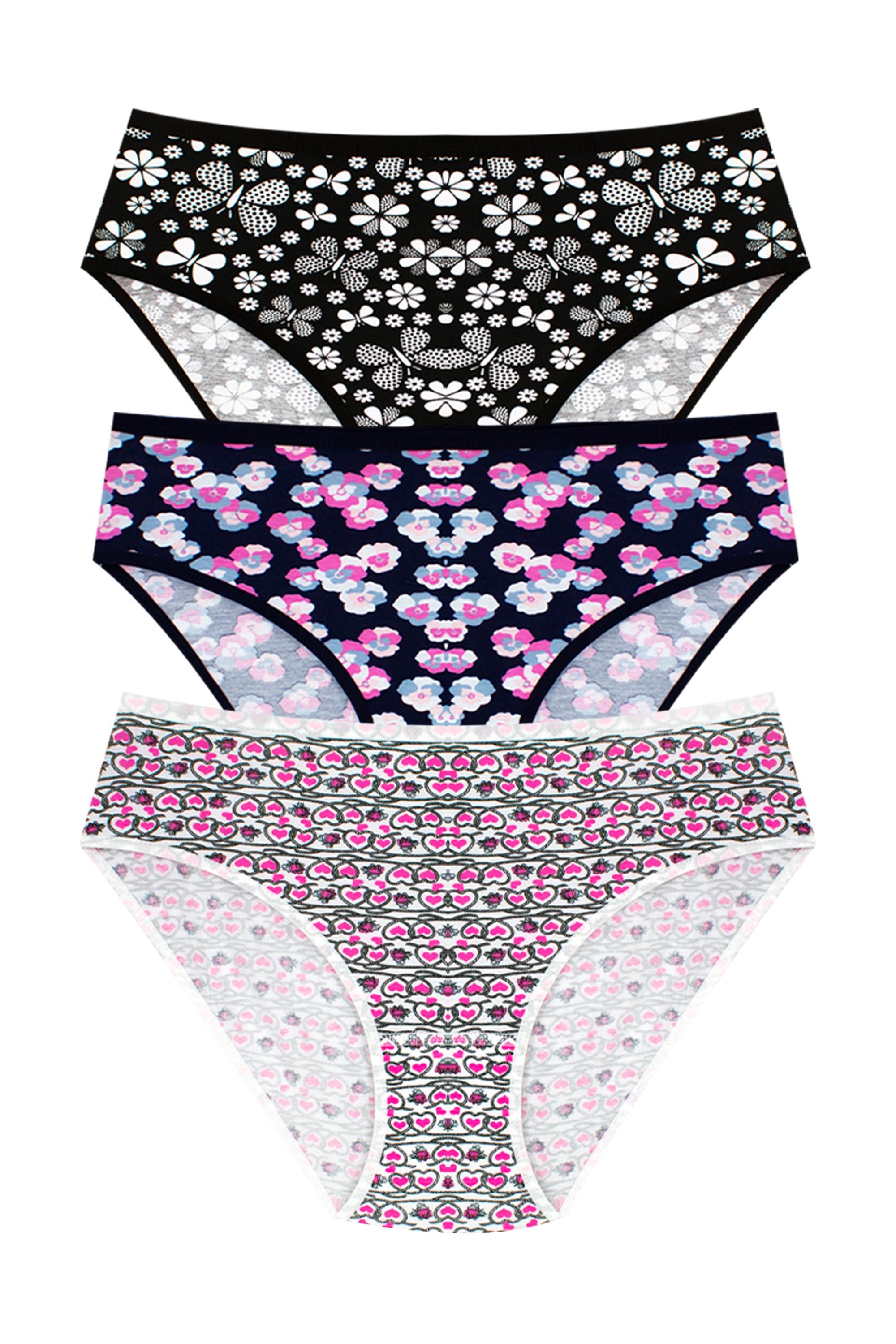 Öts Kadın Külot 3'lü Paket, Bikini, Normal Bel Külot (%96 Pamuk - %4 Elastan)