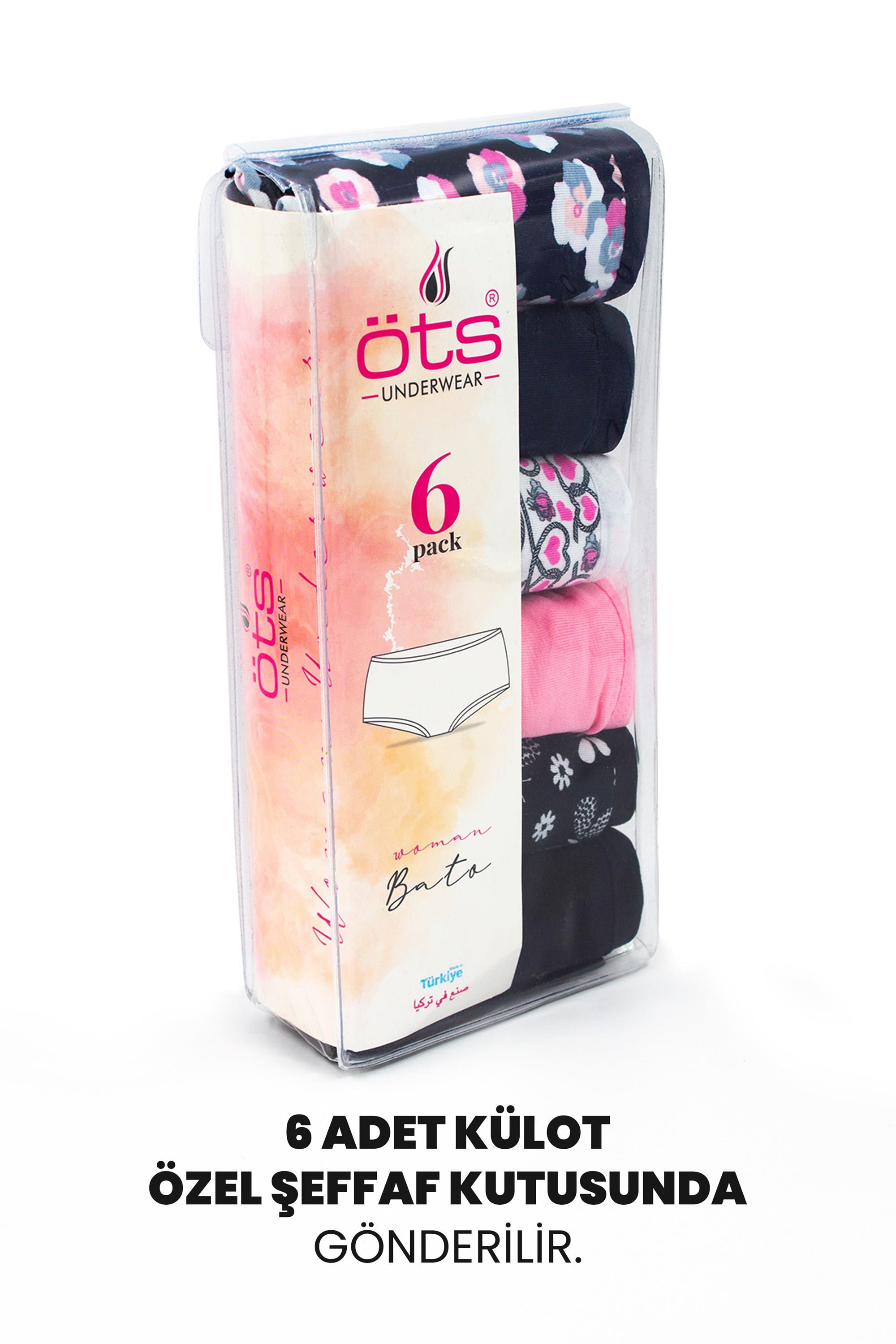 Öts Kadın Külot 6'lı Paket, Bato, Yüksek Bel Külot, High Cut (%96 Pamuk - %4 Elastan)