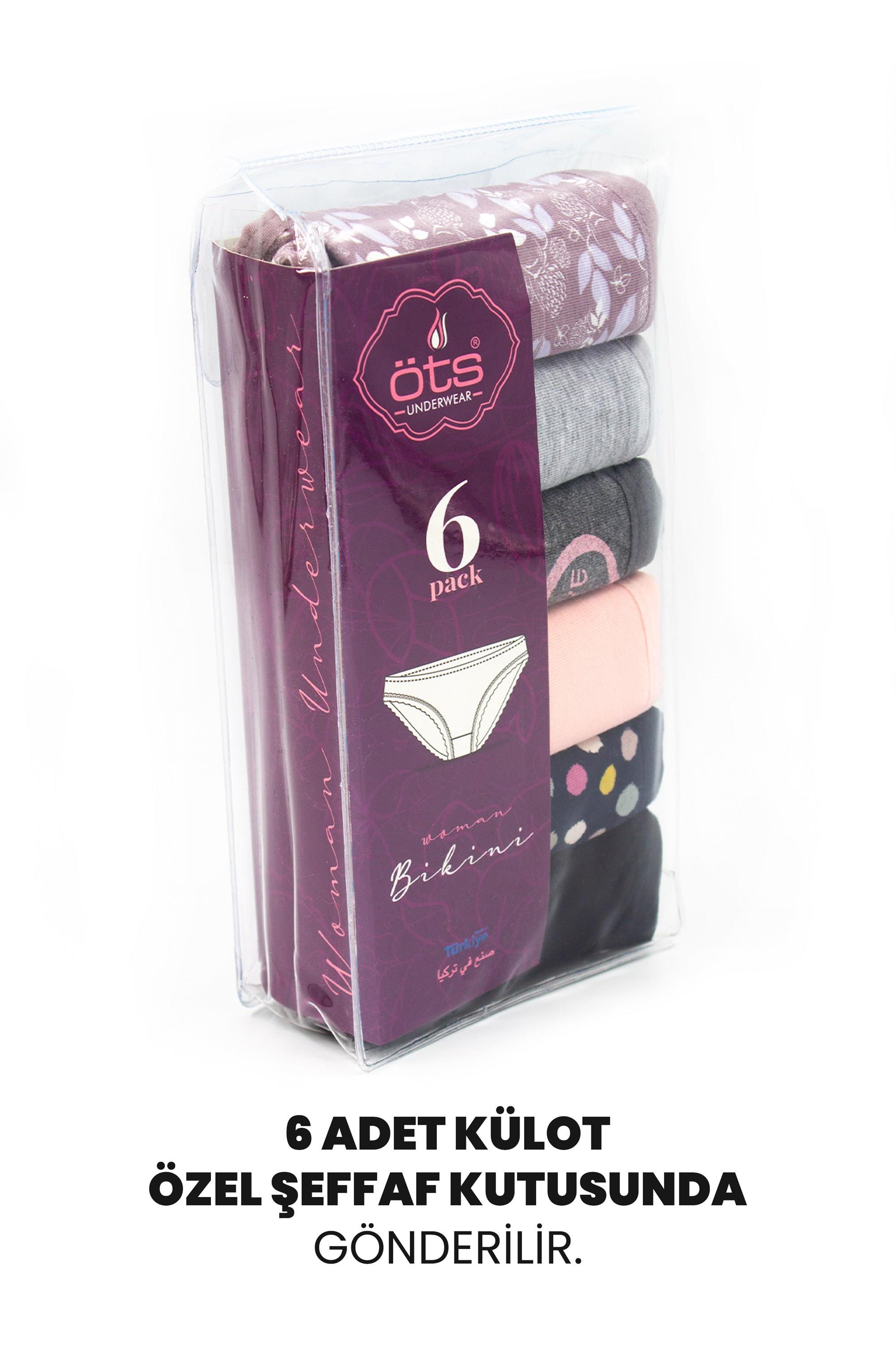 Öts Kadın Külot 6'lı Paket, Bikini, Normal Bel Külot (%96 Pamuk - %4 Elastan)