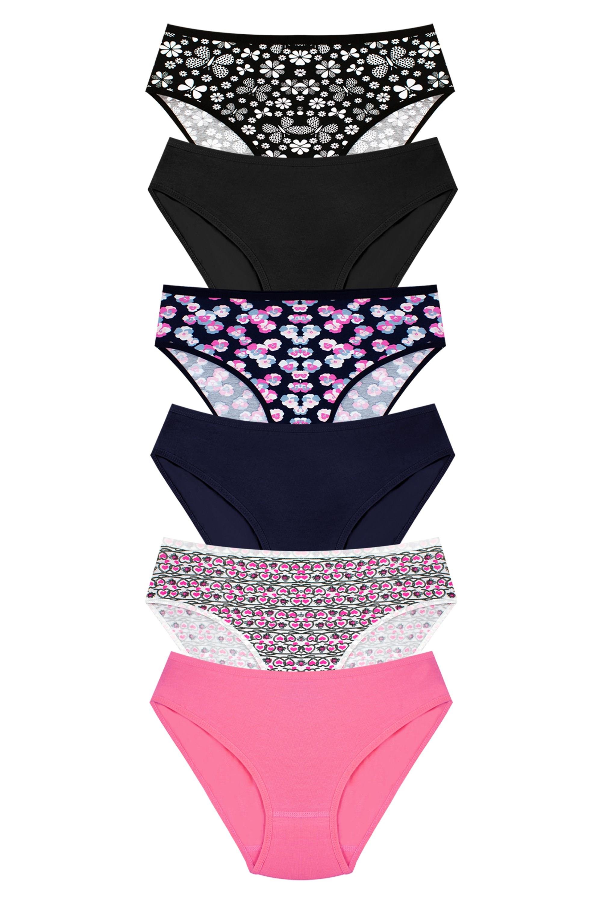 Öts Kadın Külot 6'lı Paket, Bikini, Normal Bel Külot (%96 Pamuk - %4 Elastan)