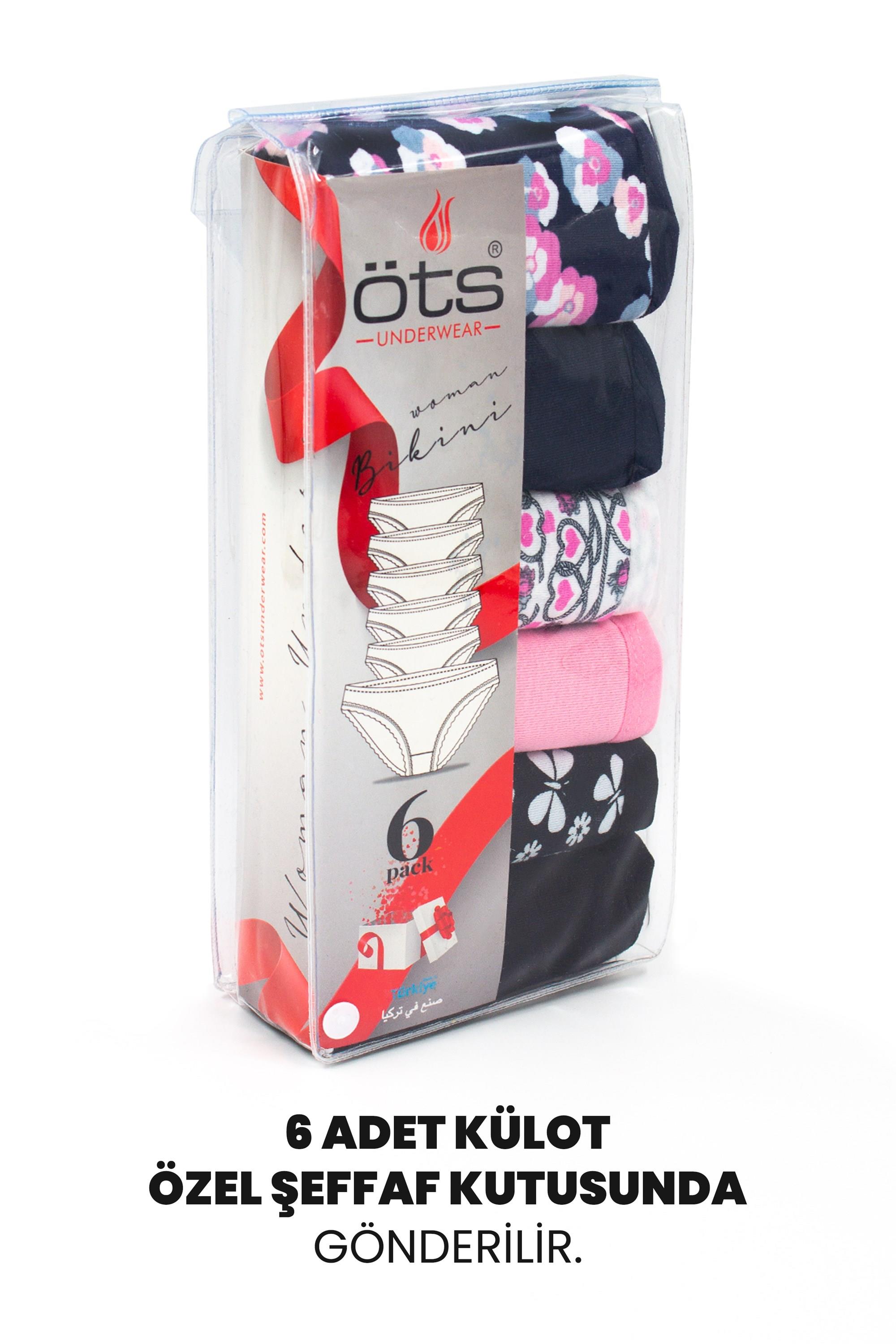 Öts Kadın Külot 6'lı Paket, Bikini, Normal Bel Külot (%96 Pamuk - %4 Elastan)