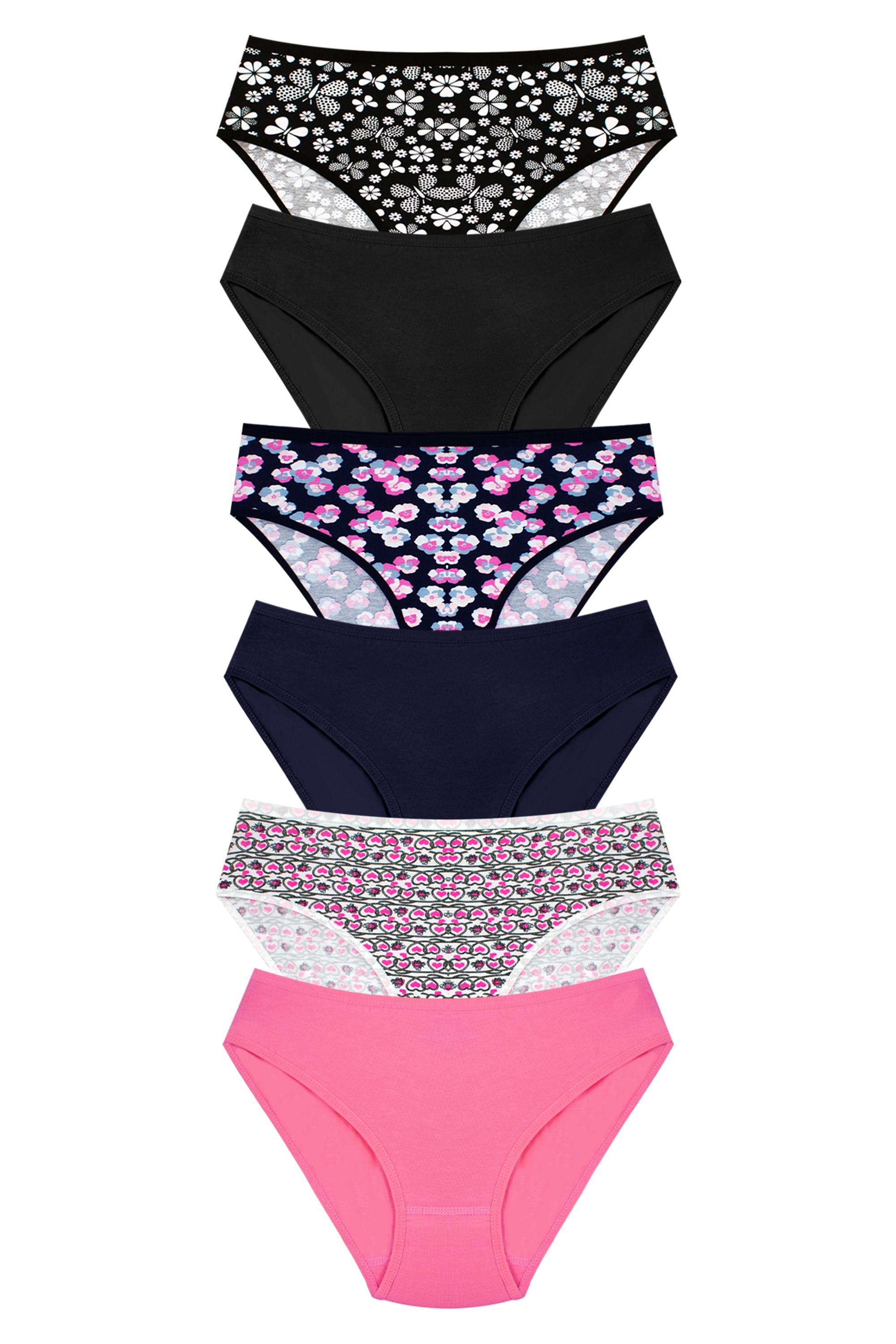 Öts Kadın Külot 6'lı Paket, Bikini, Normal Bel Külot (%96 Pamuk - %4 Elastan)