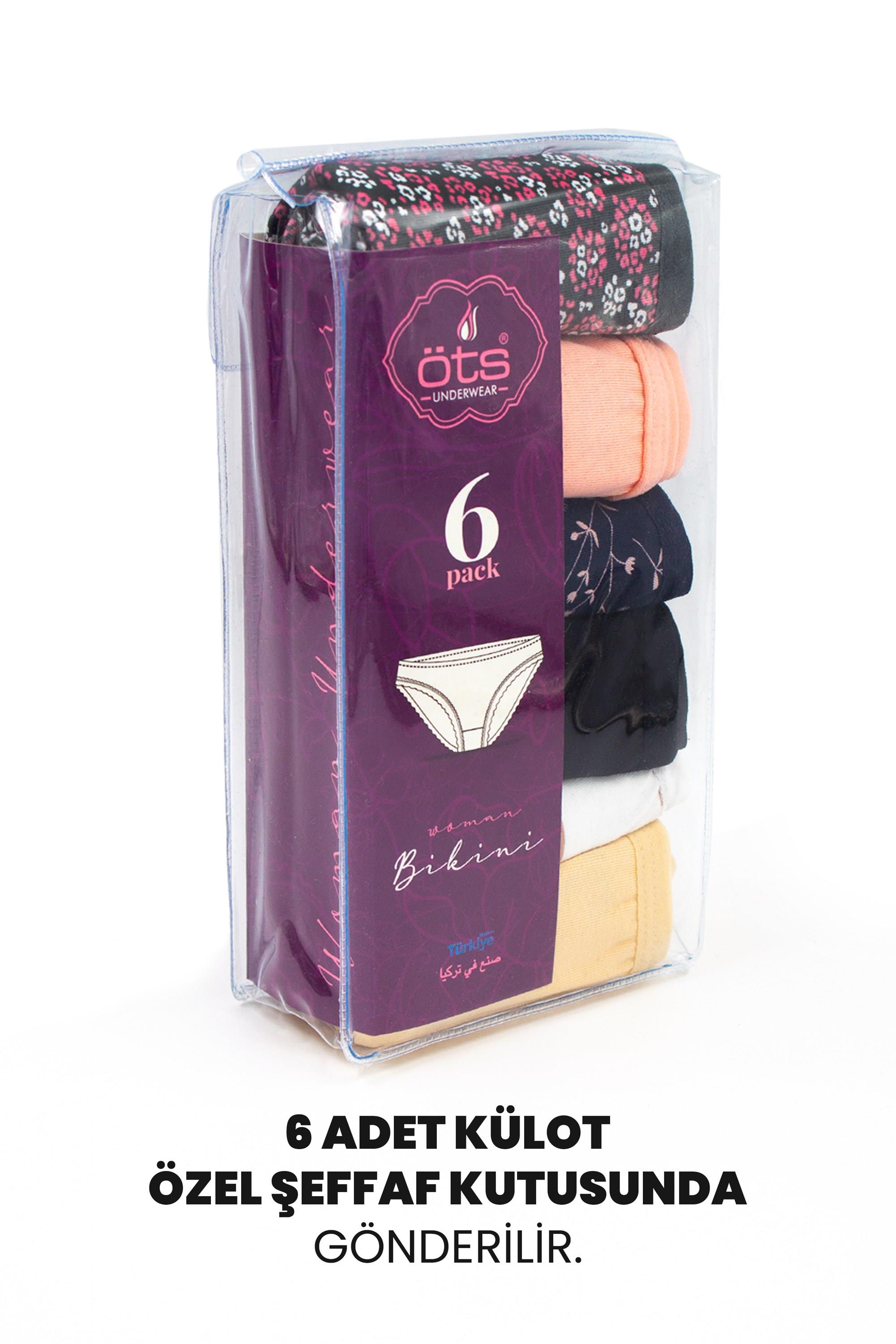 Öts Kadın Külot 6'lı Paket, Bikini, Normal Bel Külot (%96 Pamuk - %4 Elastan)