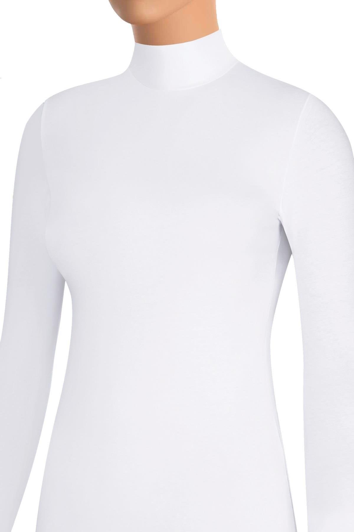 Öts Kadın T-Shirt Boğazlı Uzun Kol (%96 Pamuk - %4 Elastan)