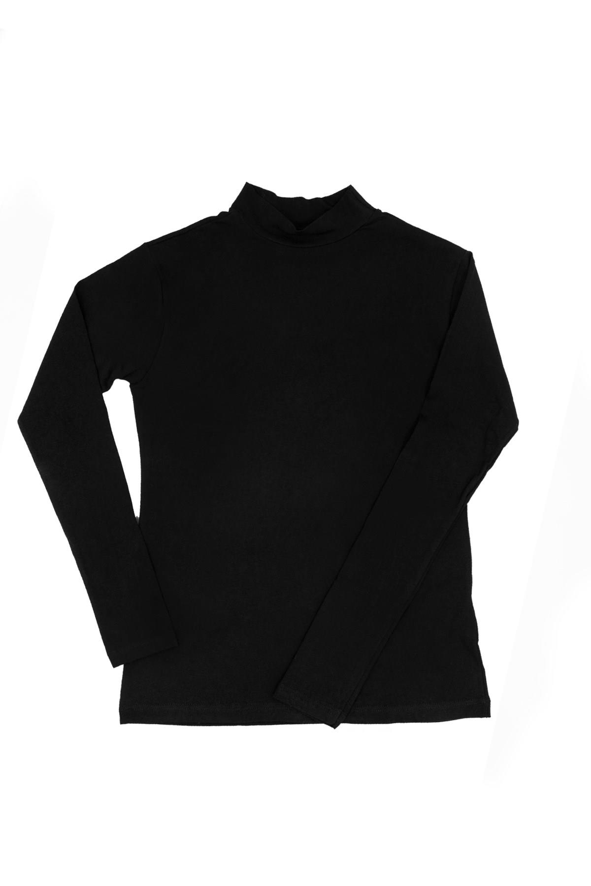 Öts Kadın T-Shirt Boğazlı Uzun Kol (%96 Pamuk - %4 Elastan)