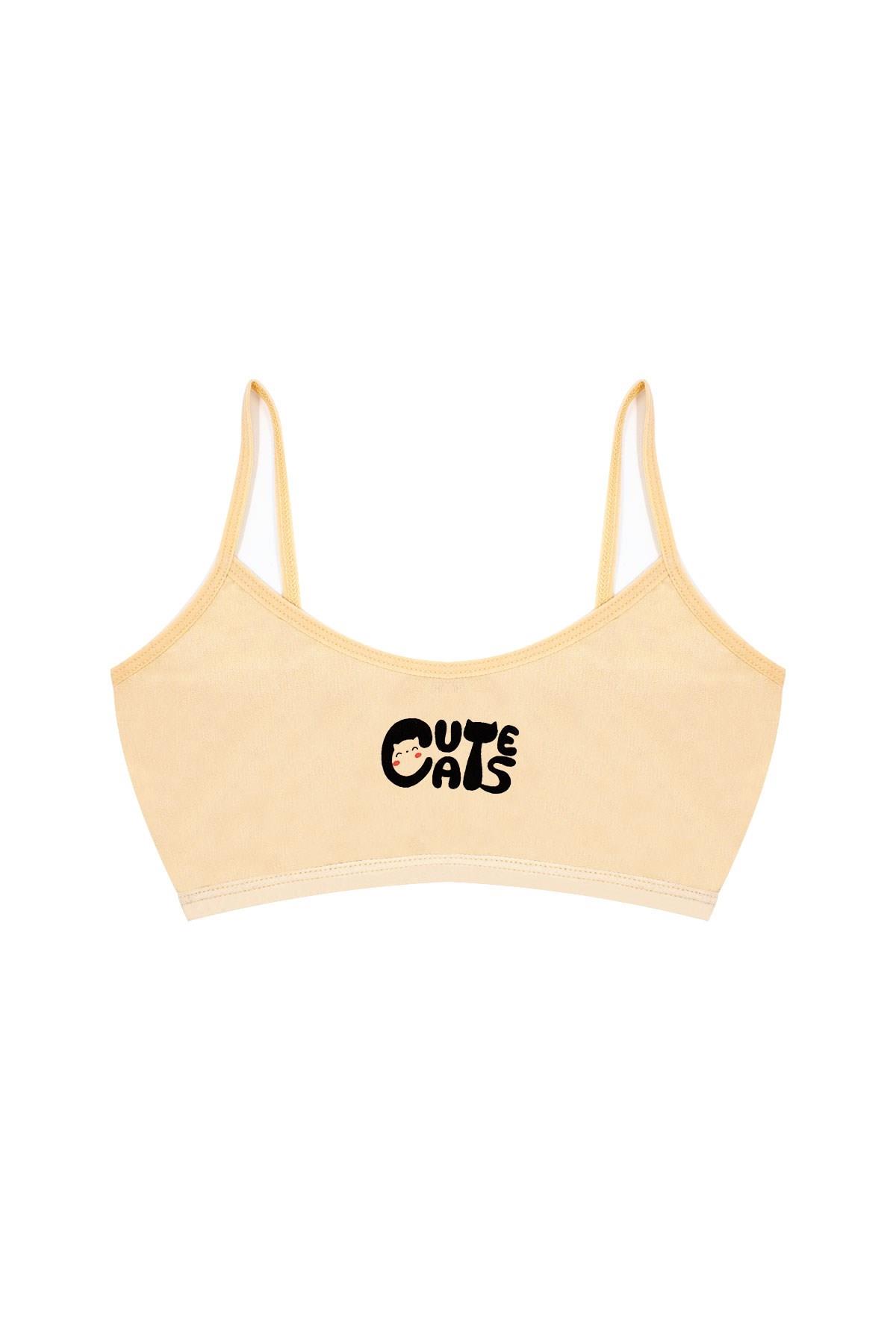 Öts Kız Çocuk Büstiyer 3'lü Baskılı Pedsiz (%96 Pamuk - %4 Elastan)