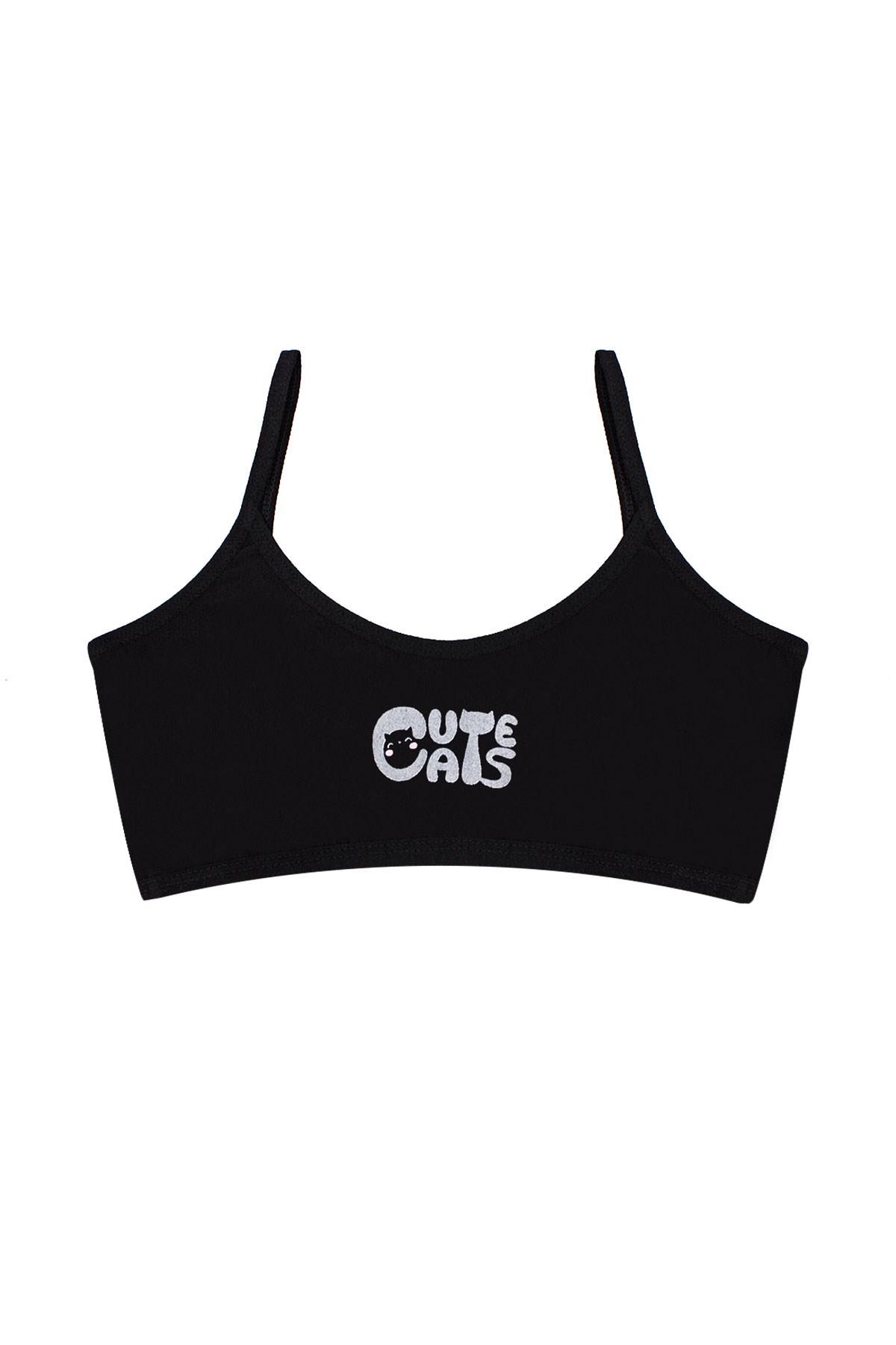 Öts Kız Çocuk Büstiyer 3'lü Baskılı Pedsiz (%96 Pamuk - %4 Elastan)